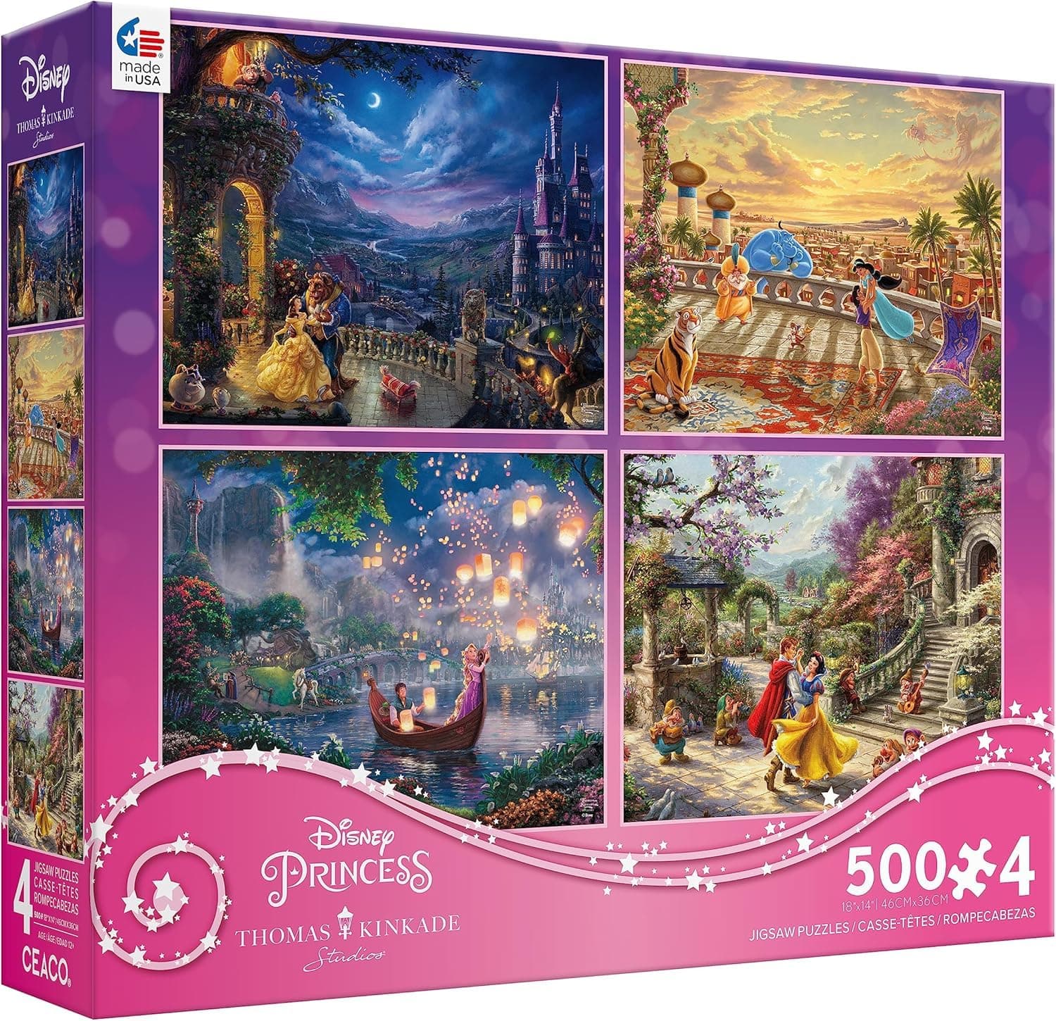 4 in 1 Multipack - Disney - Thomas Kinkade - (4) 500 Piece Jigsaw Puzzles