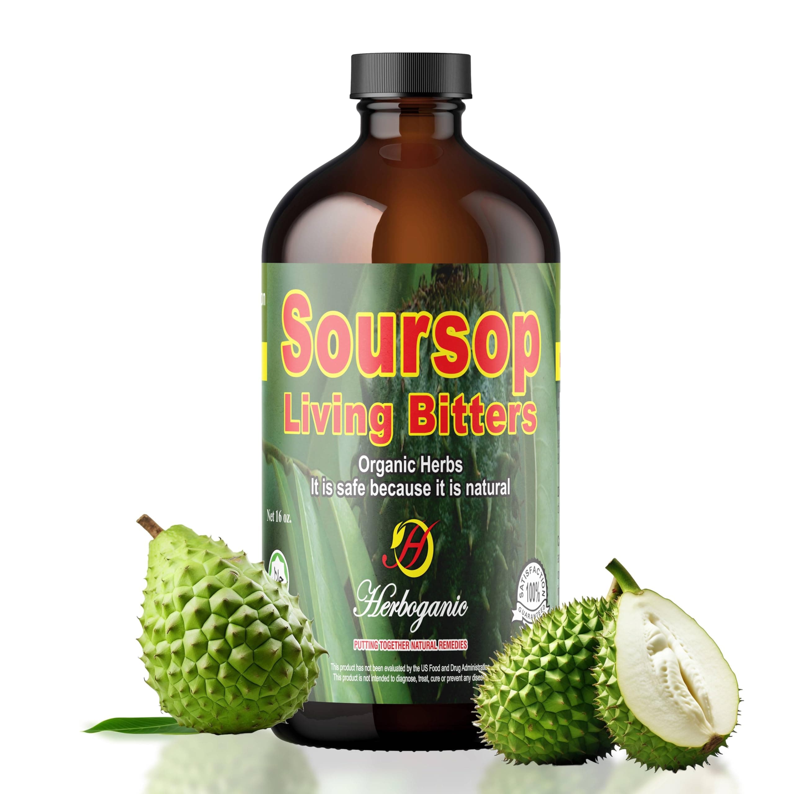 HERBOGANIC Soursop Bitters Liquid | Natural Living Bitters for Overall Wellness 16 OZ | Soursop Bitters