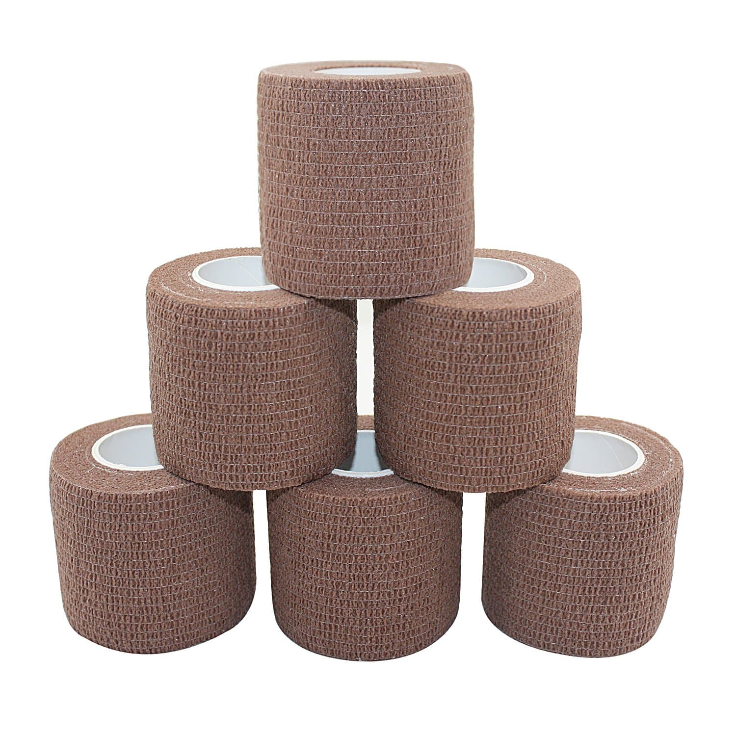 COMOmed 6 Rolls Dark Skin Cohesive Bandage 5cm X4.5cm, Flexible Bandage,Non-Woven Cohesive, Athletic Tape,Vet wrap,Wraps Bandage,Suitable for Sensitive Skin