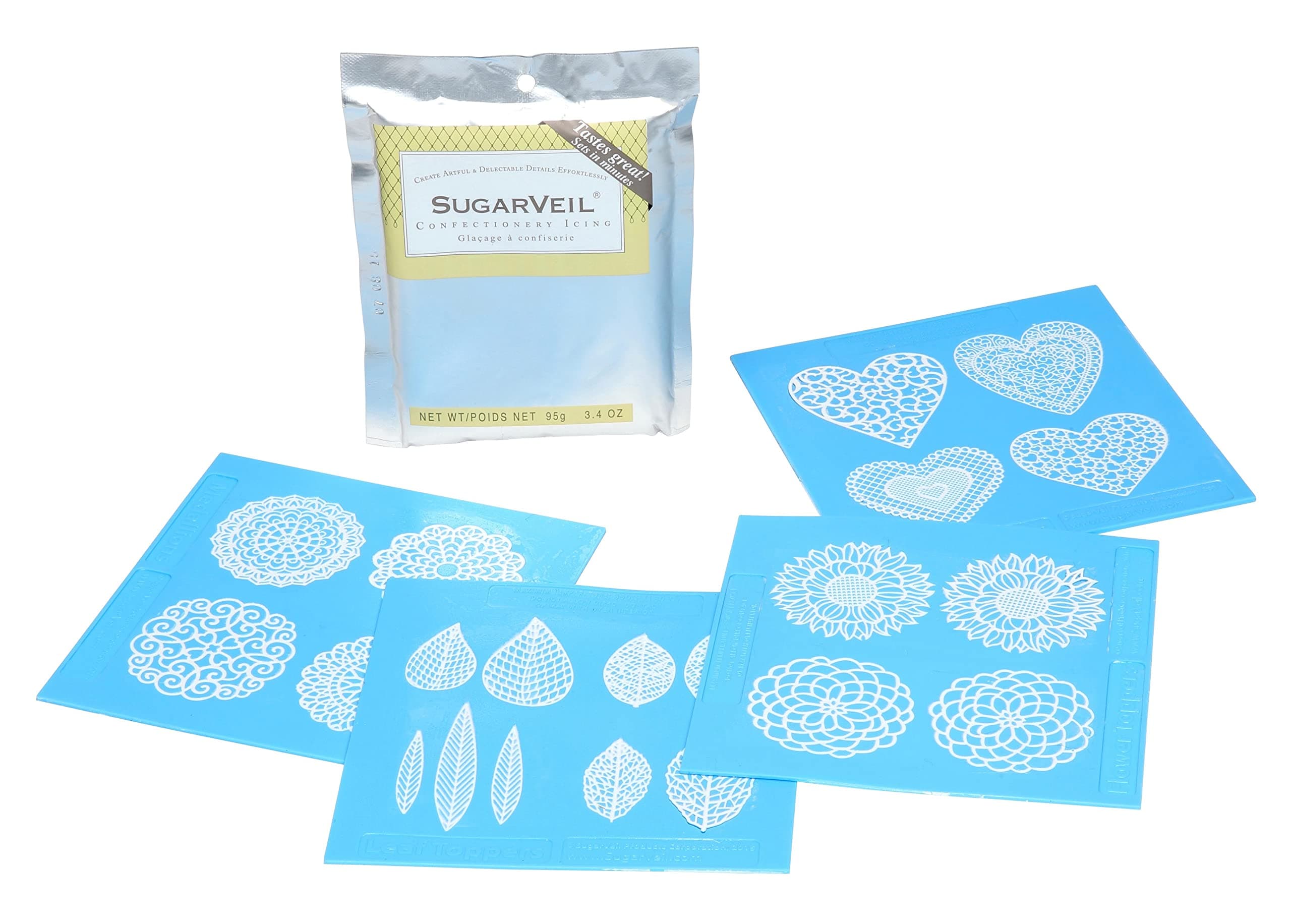 Four SugarVeil Mat Toppers with White SugarVeil Icing