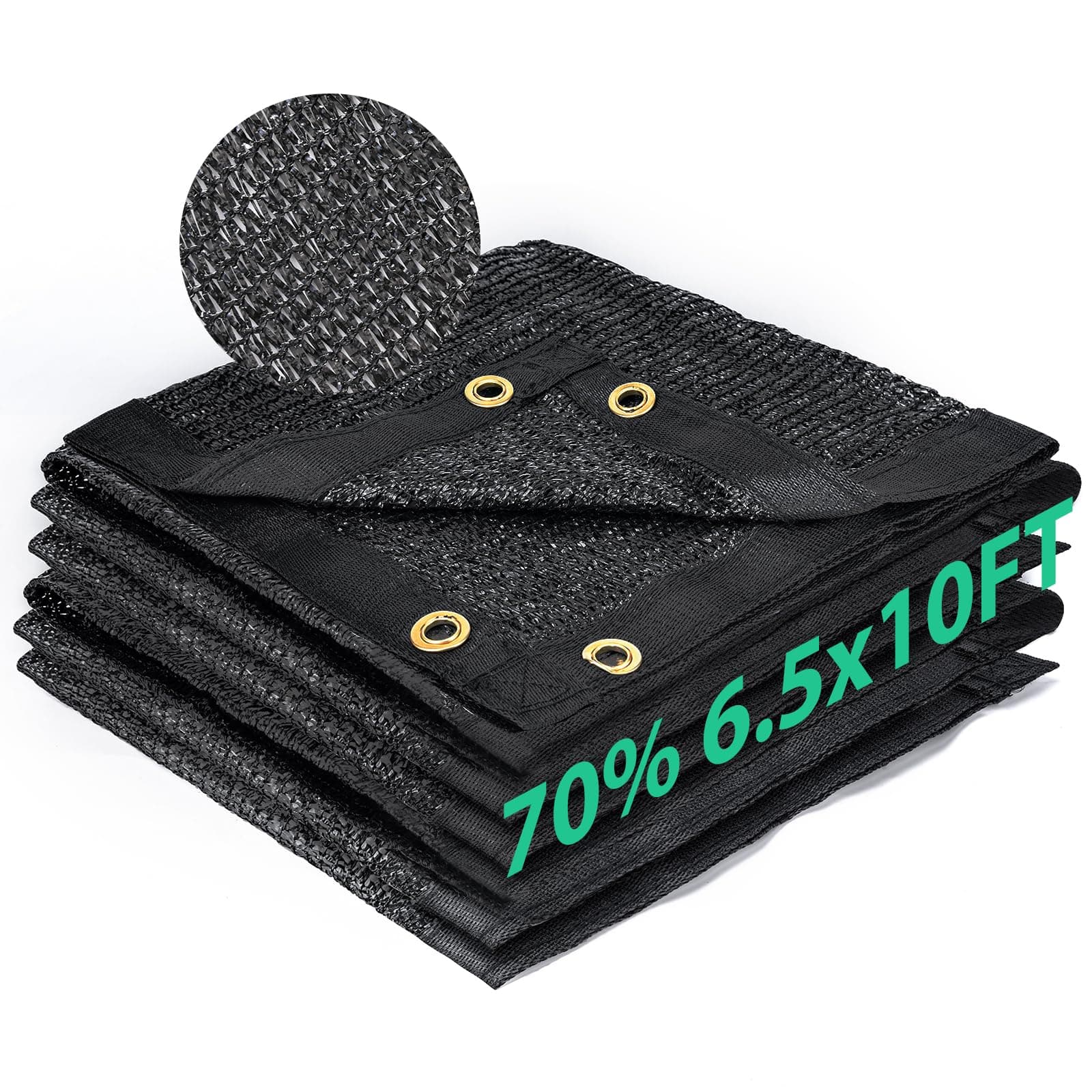 Kesfitt 70% Shade Cloth 6.5x10 ft, Breathable HDPE Mesh Sun Shade Tarp for Garden & Greenhouse, UV Resistant Outdoor Shade Fabric with Copper Grommets for Plants, Patio, Yard