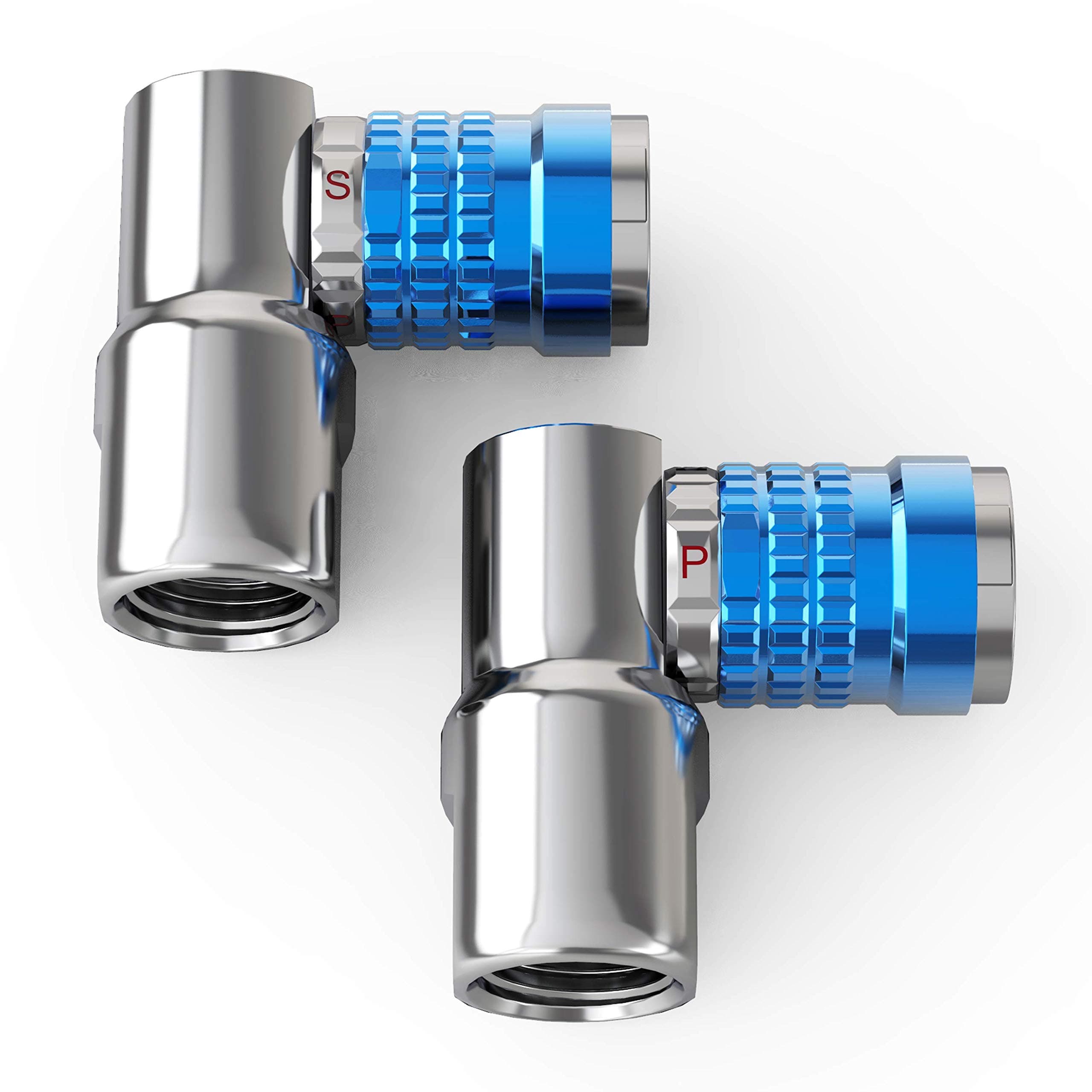 JACO Superior Products Lightning Bike Tire Air Chuck (L3-Series) | Presta & Schrader Valves | Open Flow, 1/4" F-NPT (2 Pack)