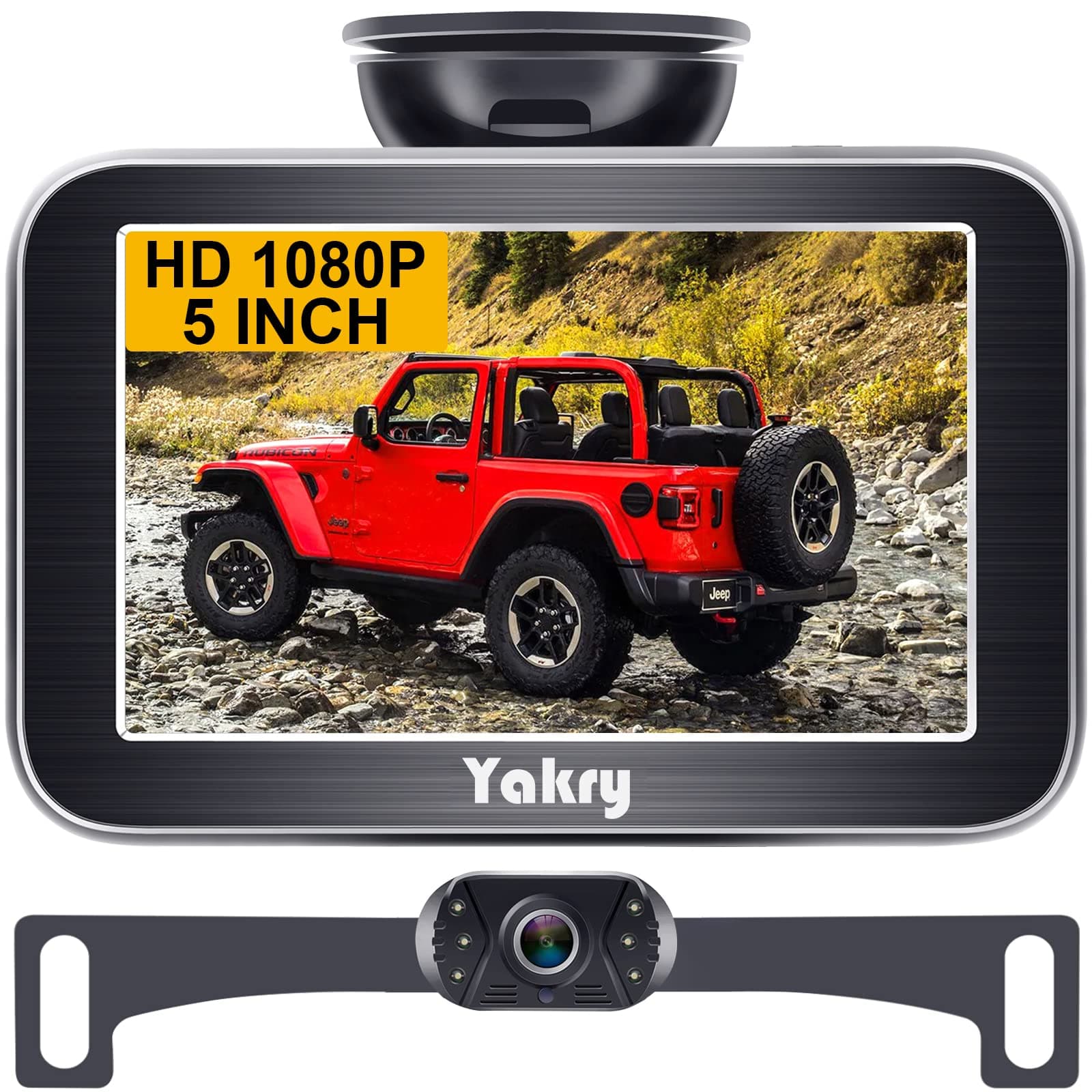 Yakry Backup Camera Hitch Rear View Kit 5 Inch HD 1080P Monitor System Car Truck SUV Minivan Easy Installation Waterproof Night Vision DIY Grid Lines 2022 Y12