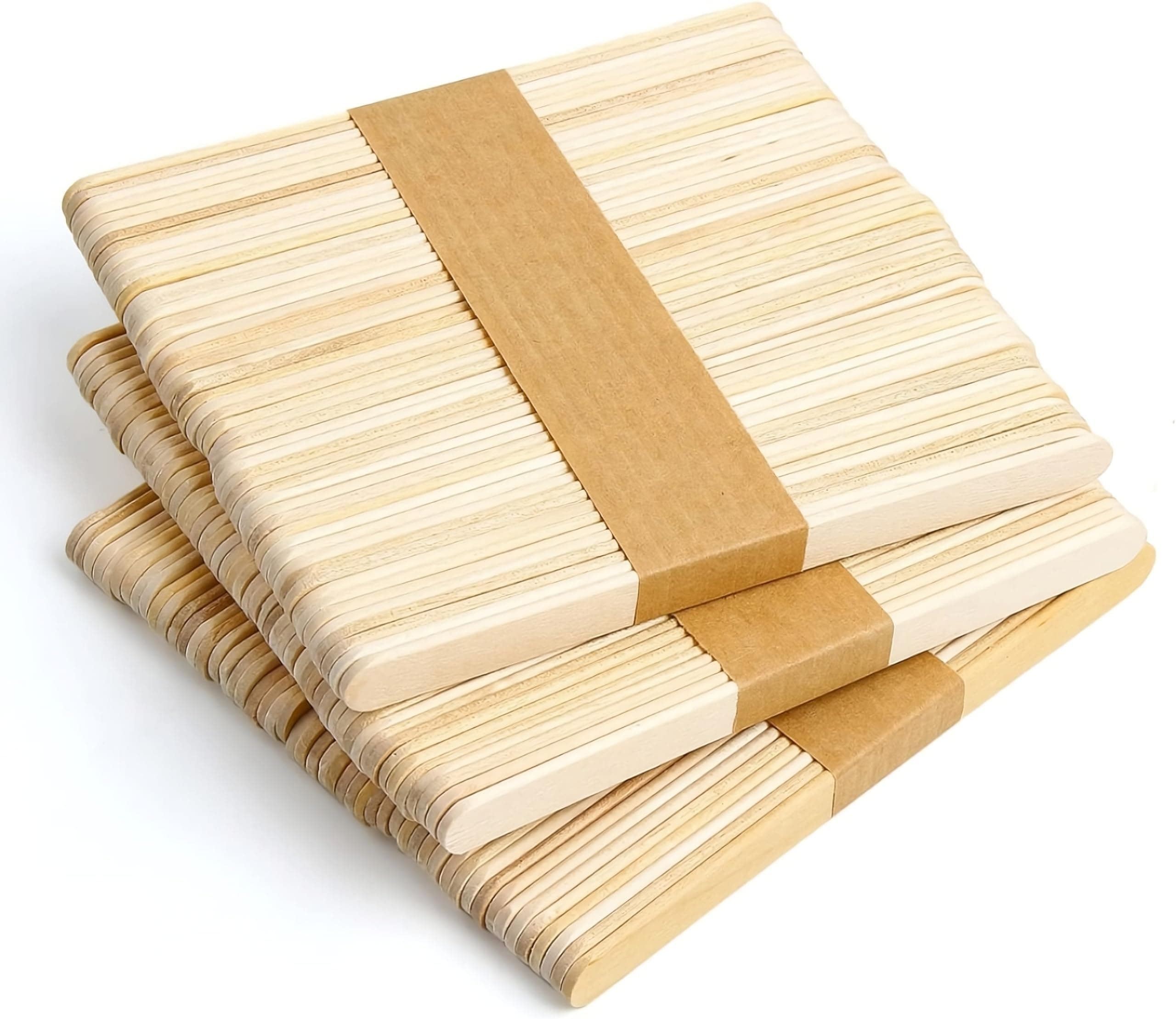 50 PCS Wooden Ice Cream Sticks,(11.4 CM Long x 10 mm Wide x 2mm Thick) Natural Lollipop Sticks, Thick Craft Sticks, Ideal for Icecream Making, Arts, Handwork, Classroom Art Supplies
