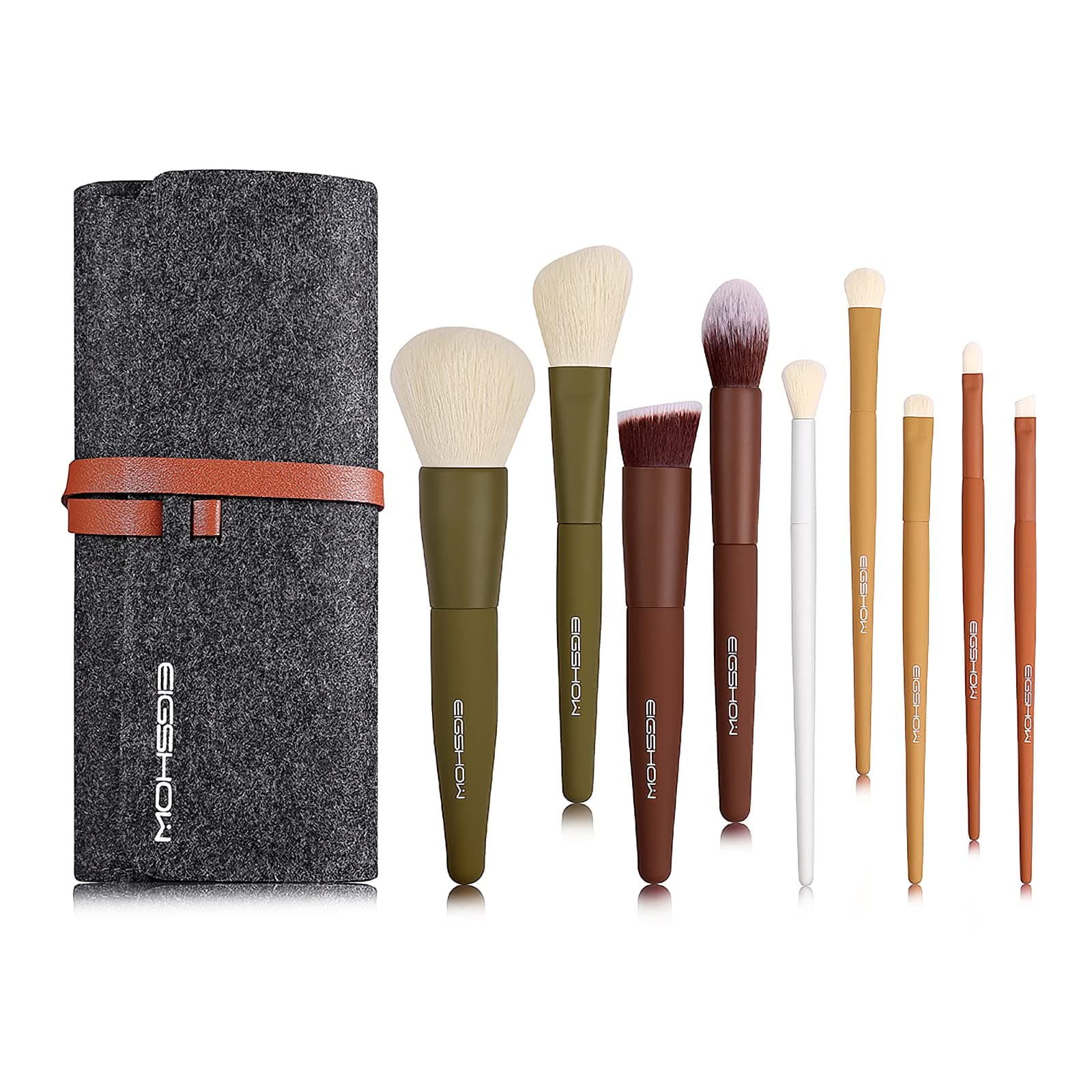 Makeup Brushes, EIGSHOW 5 Colors Essential Kabuki Makeup Brush Set with Ultra Soft Synthetic Fibers for Powder Blush Concealers Contouring Highlighting
