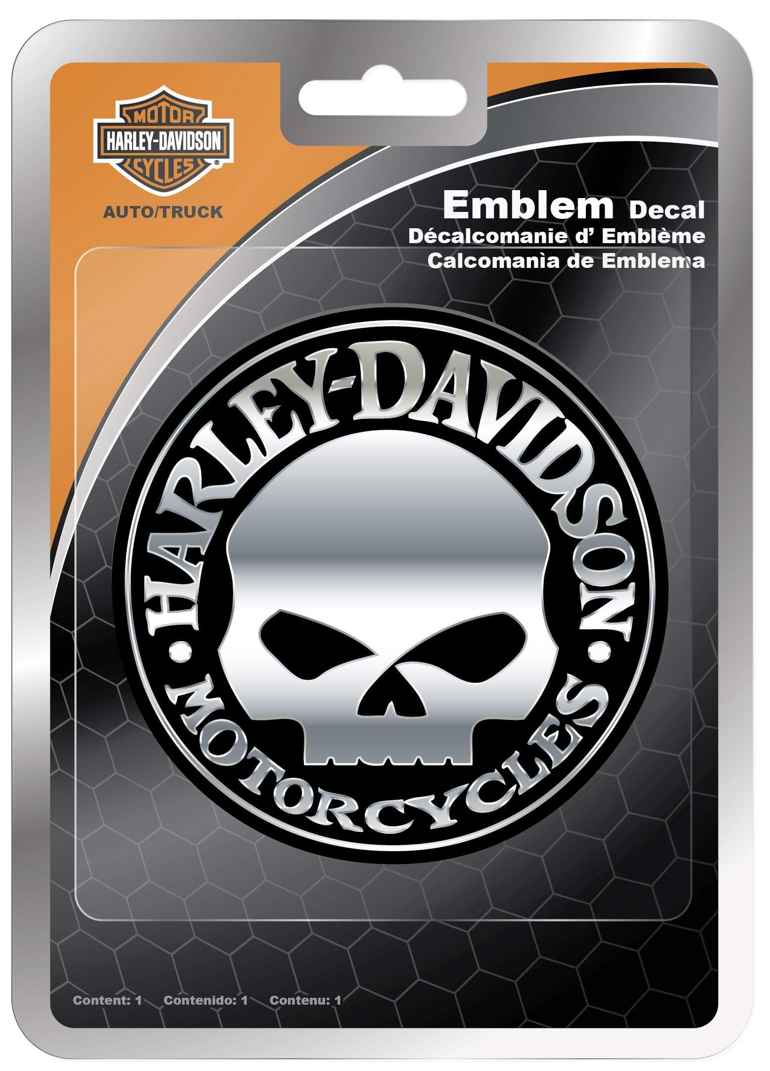 009113 Harley-Davidson Skull Chrome ABS Decal, 1 Pack