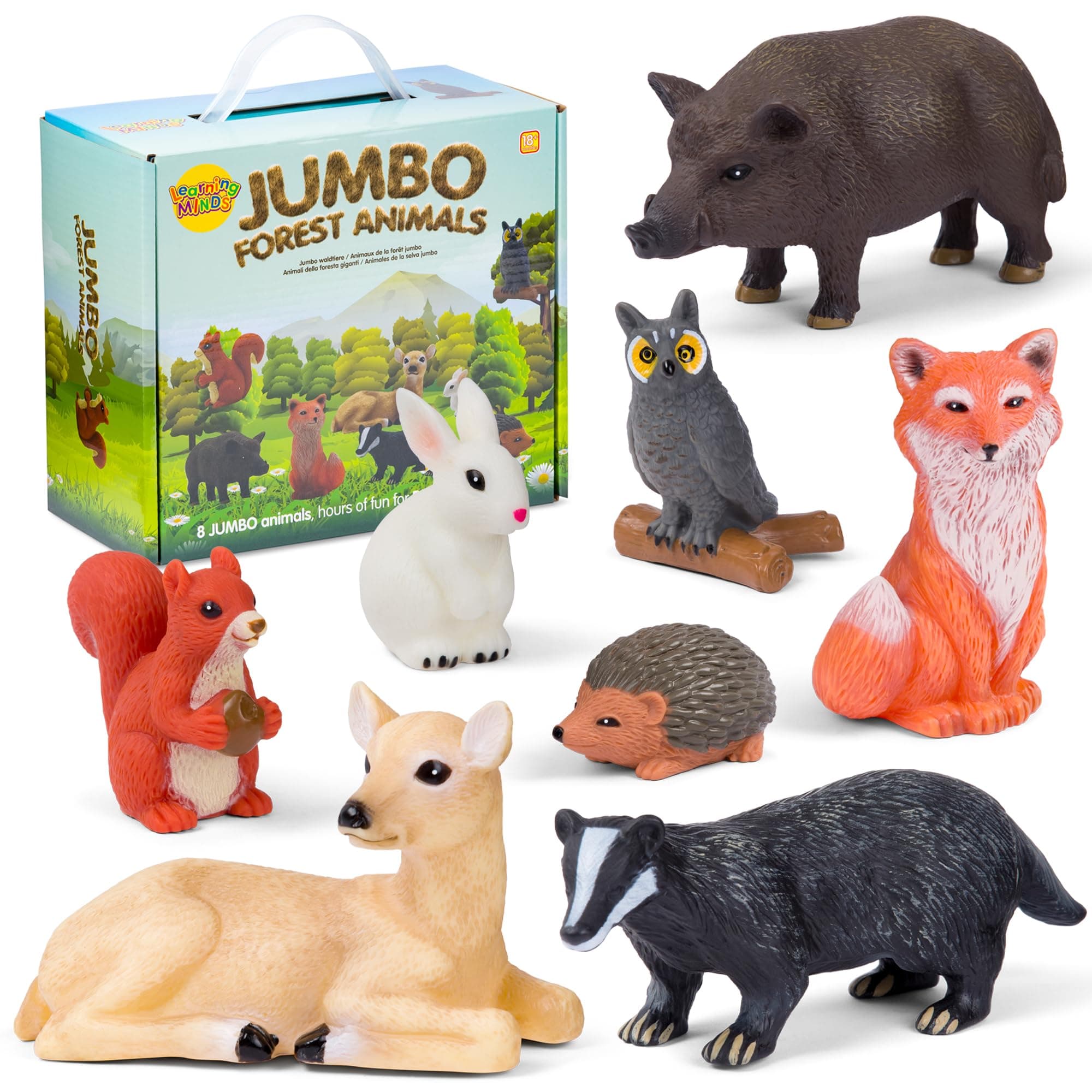 - Set of 8 Jumbo Forest Animal Figures - Woodland Animals for Toddlers Age 1-3 - Toy for Kids Age 18 Months Plus - Wild Animal Toys for Kids 1,2,3 Years Old