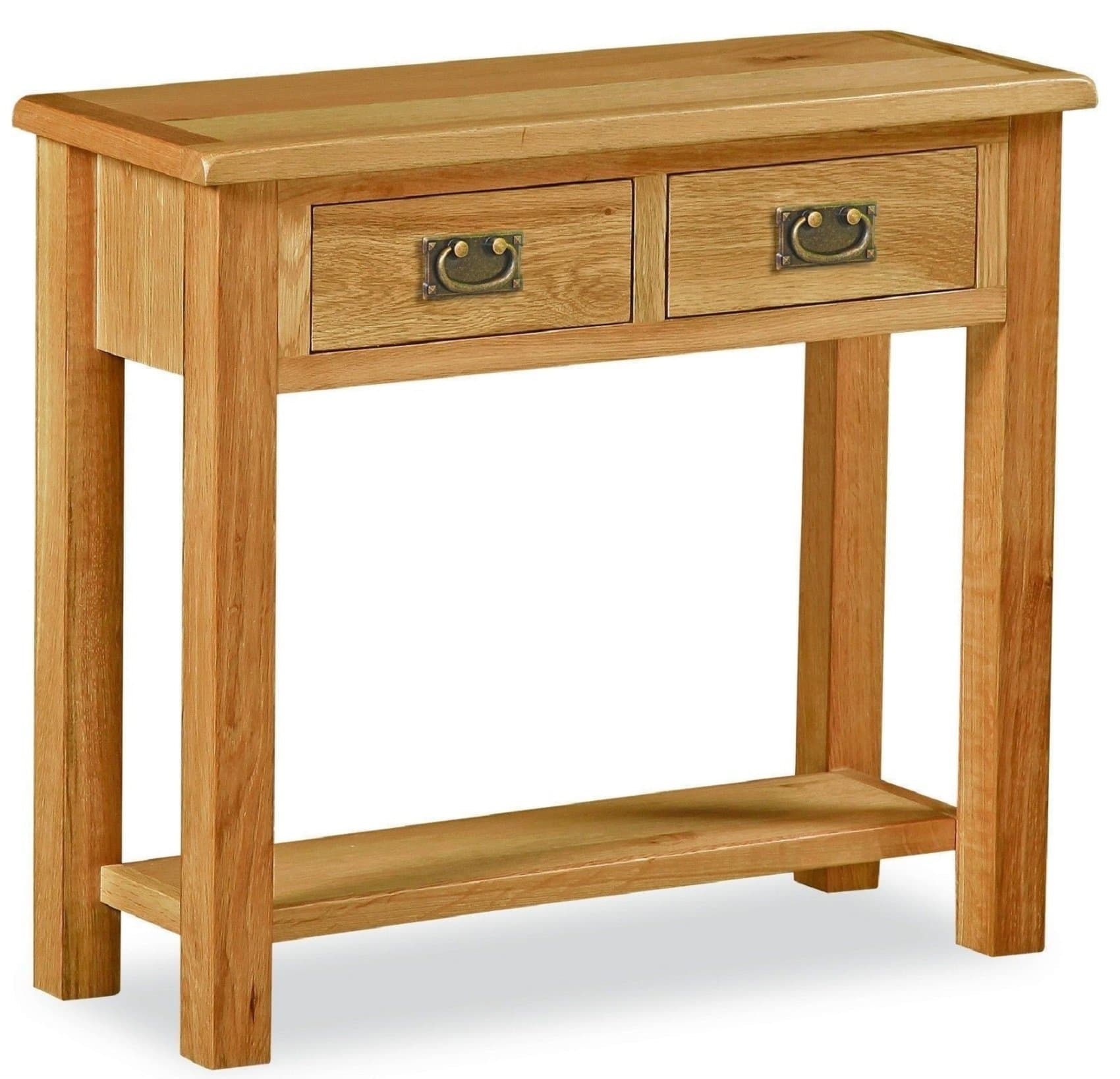 Suffolk Oak 2 Drawer Console Table Solid Oak IN STOCK
