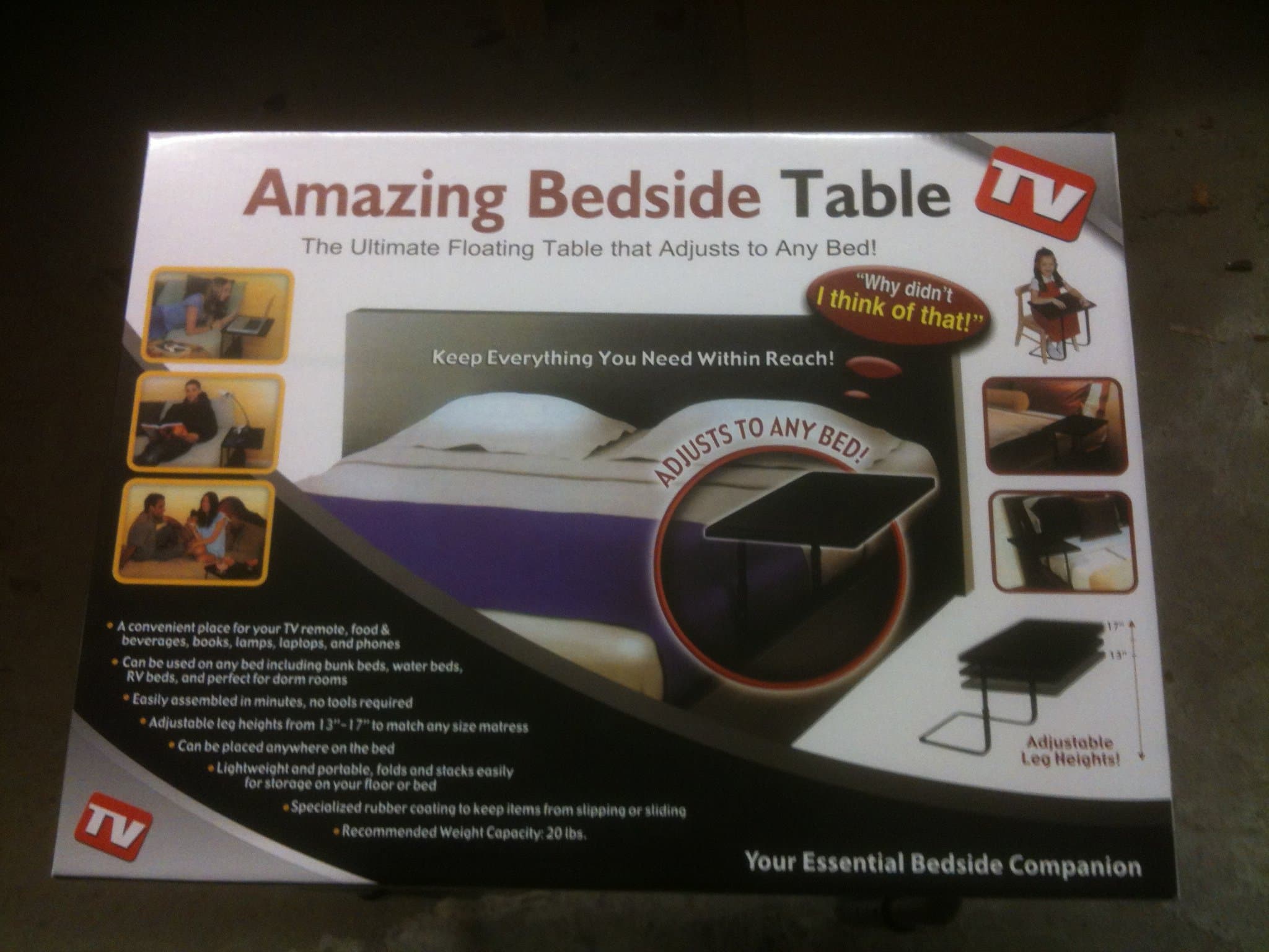 PORTABLE BEDSIDE TABLE/DESK/TRAY/LAPTOP ETC FOR SOFA,CHAIR OR BED.ADJUSTABLE;NEW