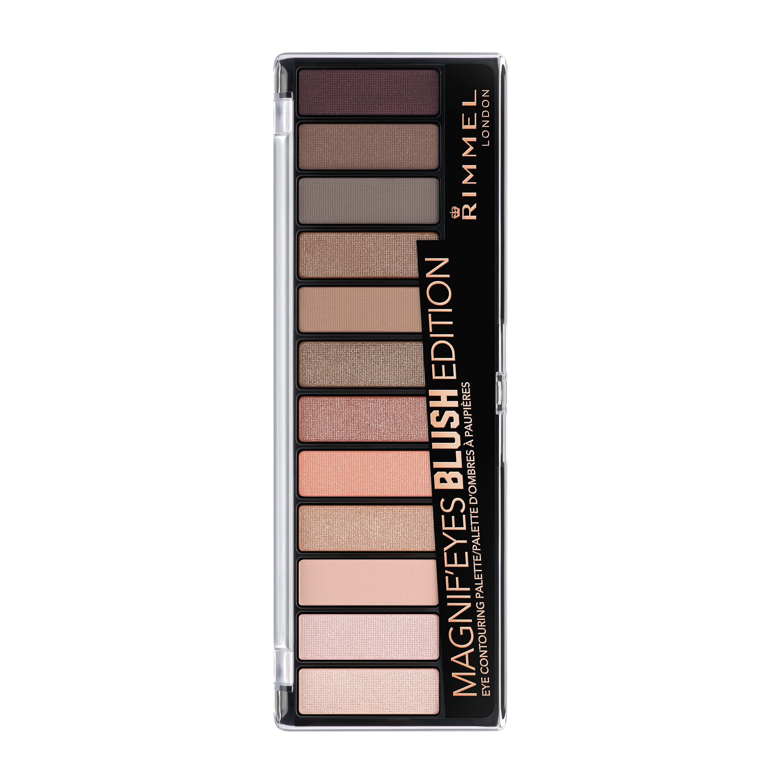 London Magnif'eyes 12 Pan Eyeshadow Palette, Highly Pigmented Colours and Long-lasting Formula, Blushed Edition, 14 g