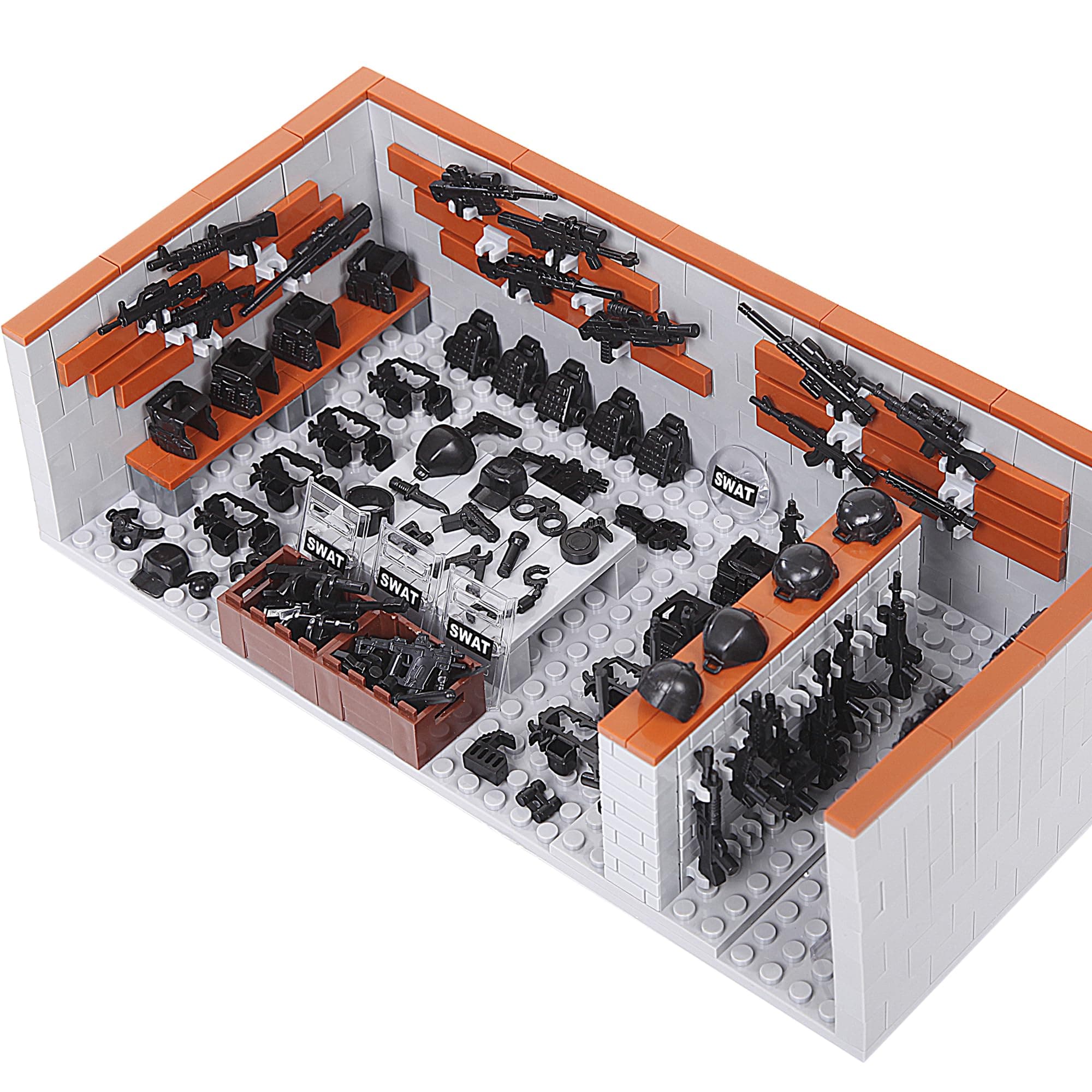 Military Base Army Base Building Blocks Sets WW2 Battle Brick Armory Swat Team Weapons Pack Toys Compatible with Major Brands Bricks(568 Pcs)