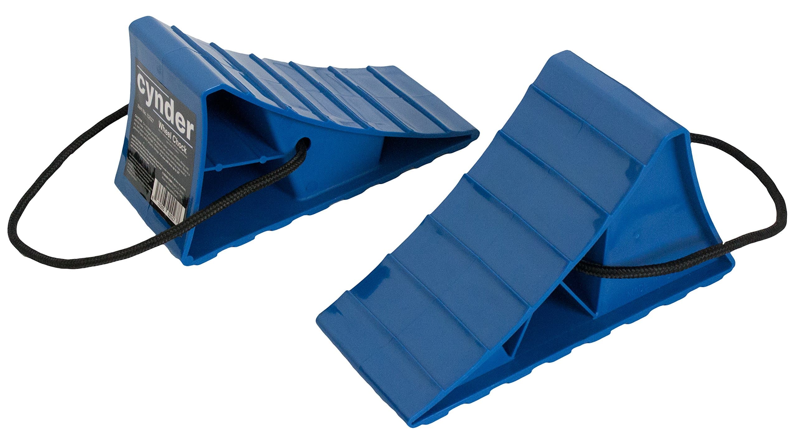 Cynder Wheel Tire Chock Stop Wedge with Courtesy Rope Blue 02027 (Pack of 2)