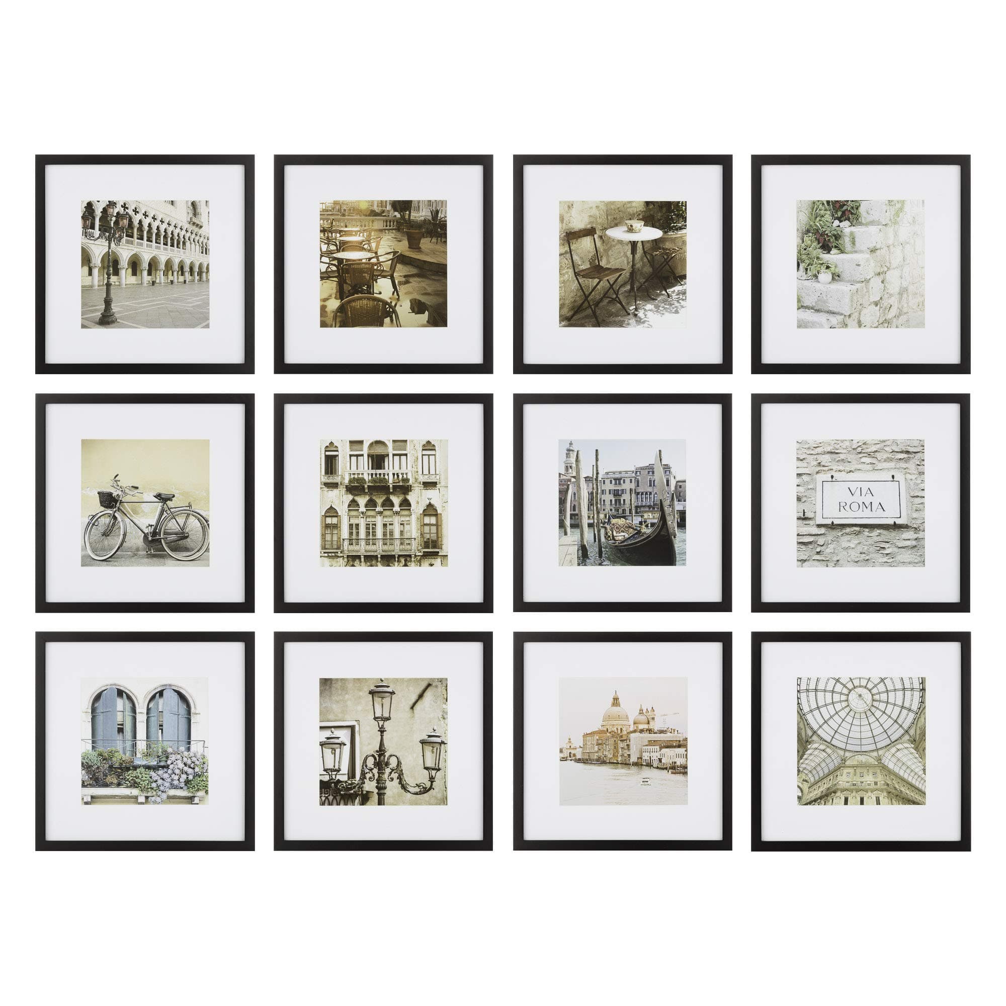 16Fw2233 12 Piece Black Square Photo Picture Hanging Template Gallery Wall Frame Set, 9.60 X 31.40 X 17.00 Inches