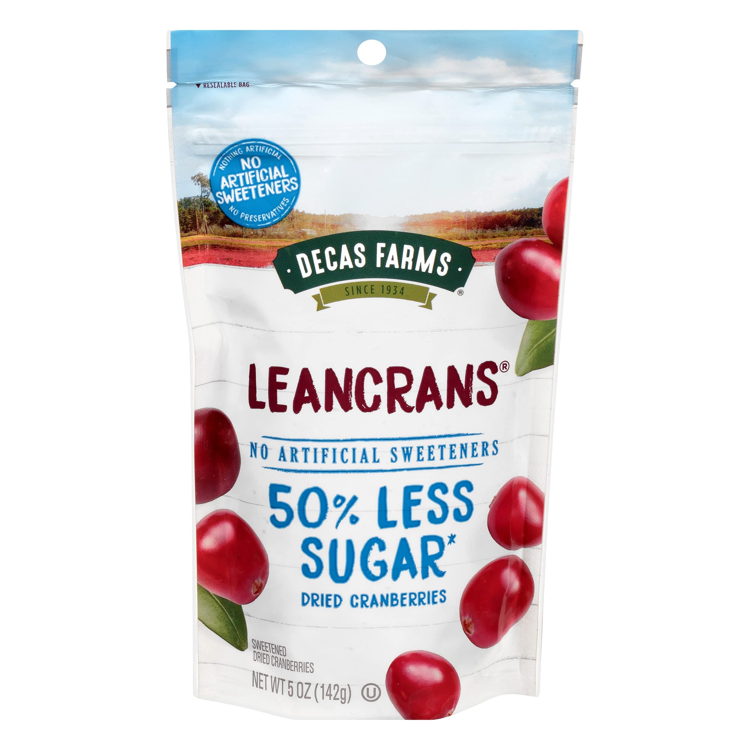 Decas Farms LeanCrans® Reduced Sugar Dried Cranberries, 5 Ounce