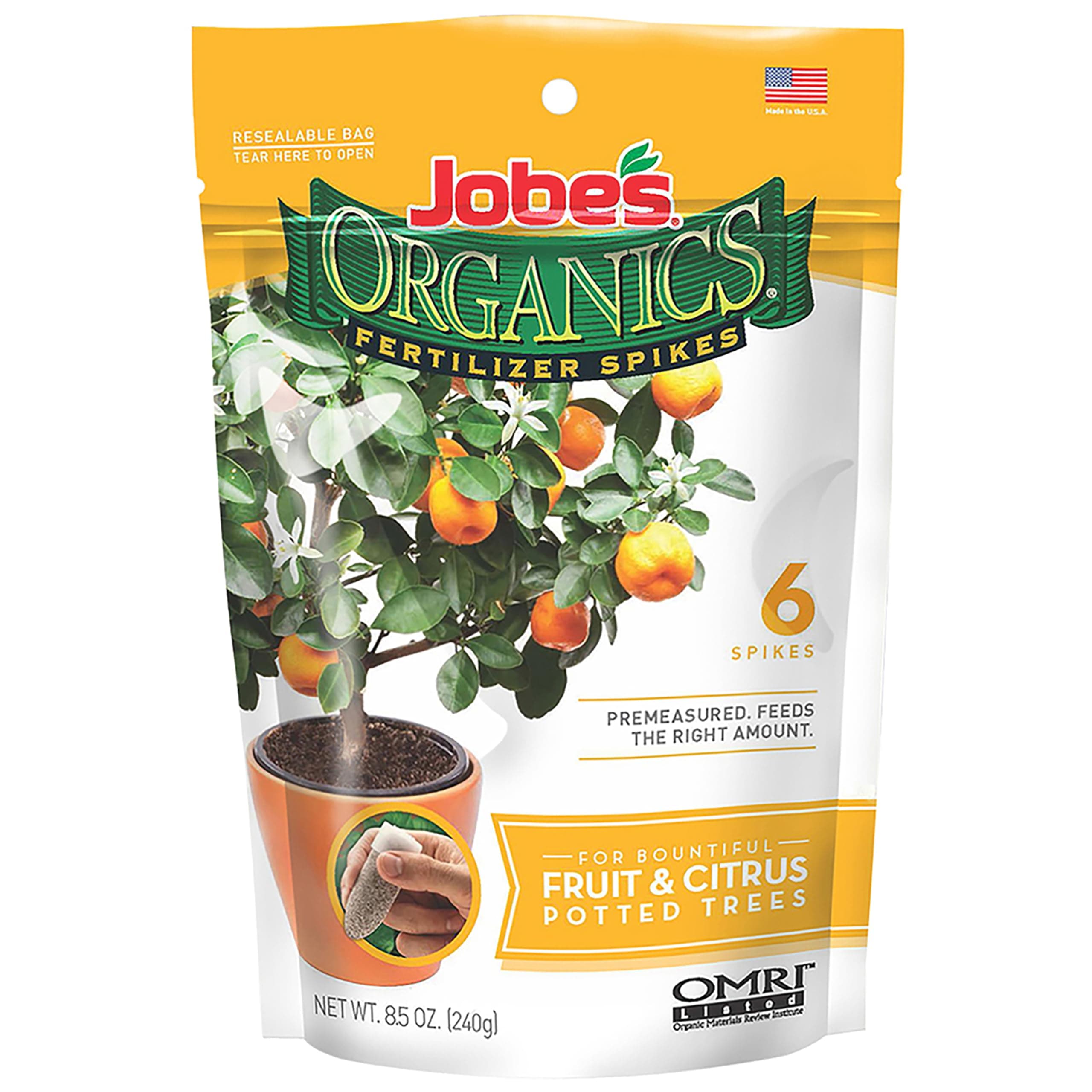 Jobe s Organics Fruit Citrus Tree Fertilizer Spikes 3-5-5 Time Release Fertilizer for all Container or Indoor Fruit Trees 6 Spikes per Package 6-Spikes Per Package