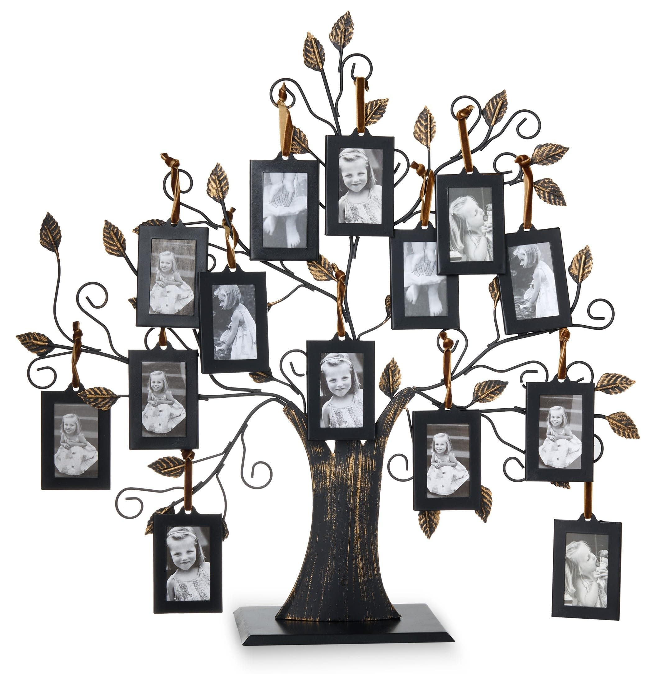 Philip Whitney Family Tree Picture Frame with 14 Hanging Picture Frames - Gifts for Mom & Mother's Day - 18x20 Metal Tree Includes 14 Ornament 2x3 Photo Frames