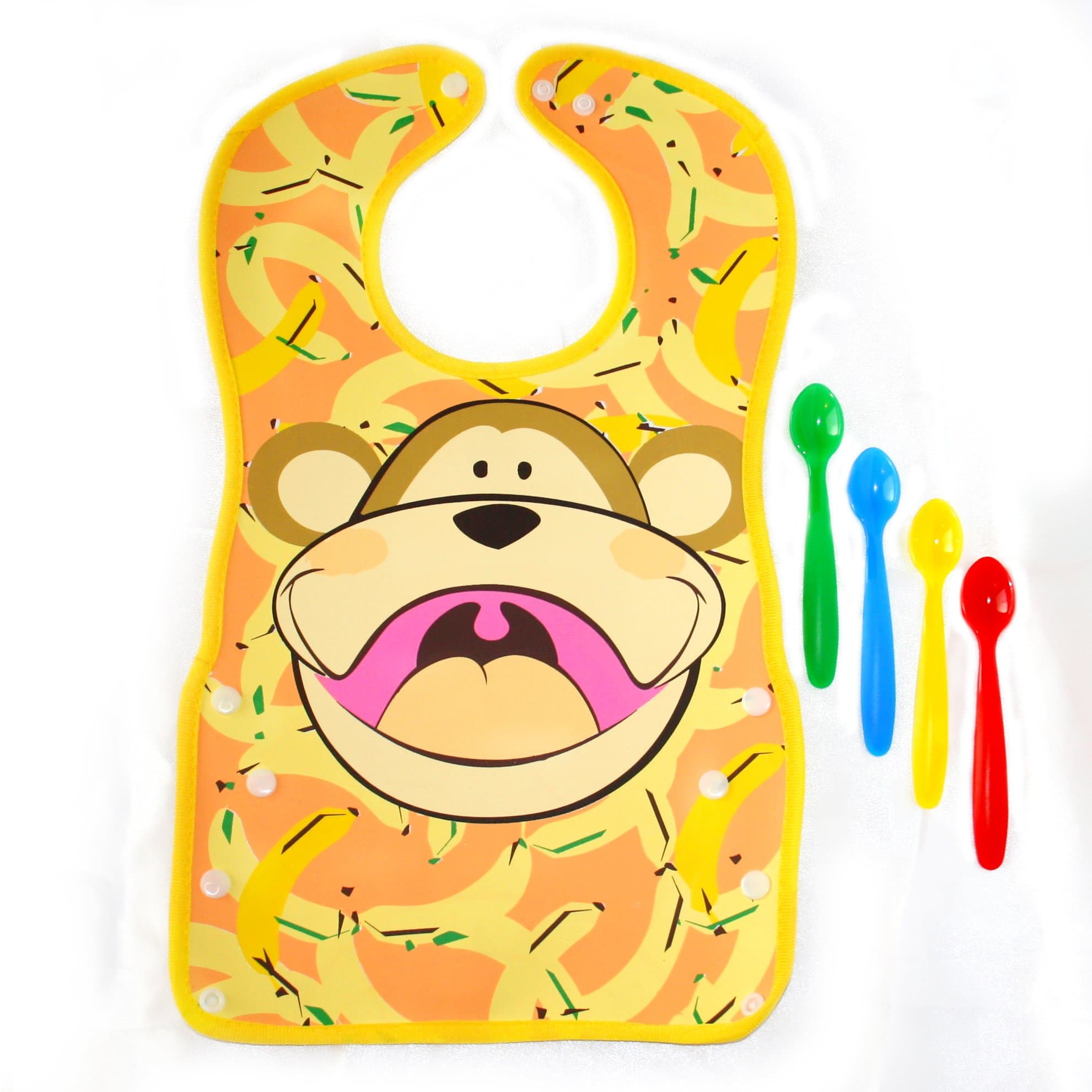 Little Squats- Monkey Bib and Spoon Set