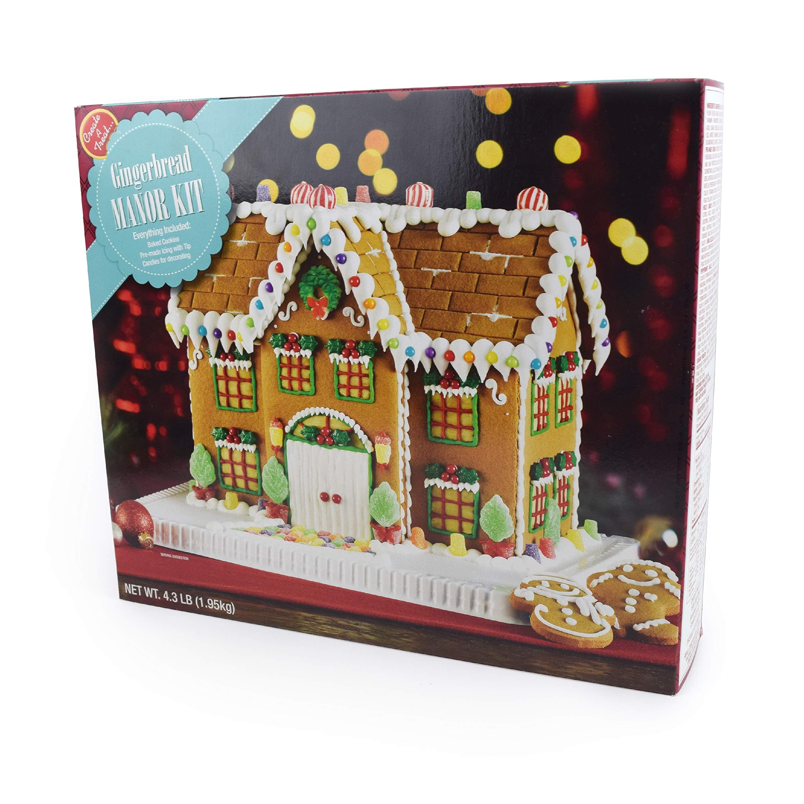 No-Bake Gingerbread House Kit | Christmas Mansion with Cookies, Candy, Icing and Instructions Included