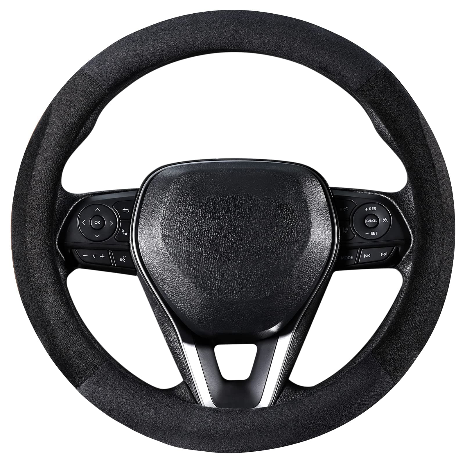 Steering Wheel Cover for Car, Standard Size 14.5-15 inch, Auto Interior Accessories, Plush Warm Velvet, Summer Winter, Black