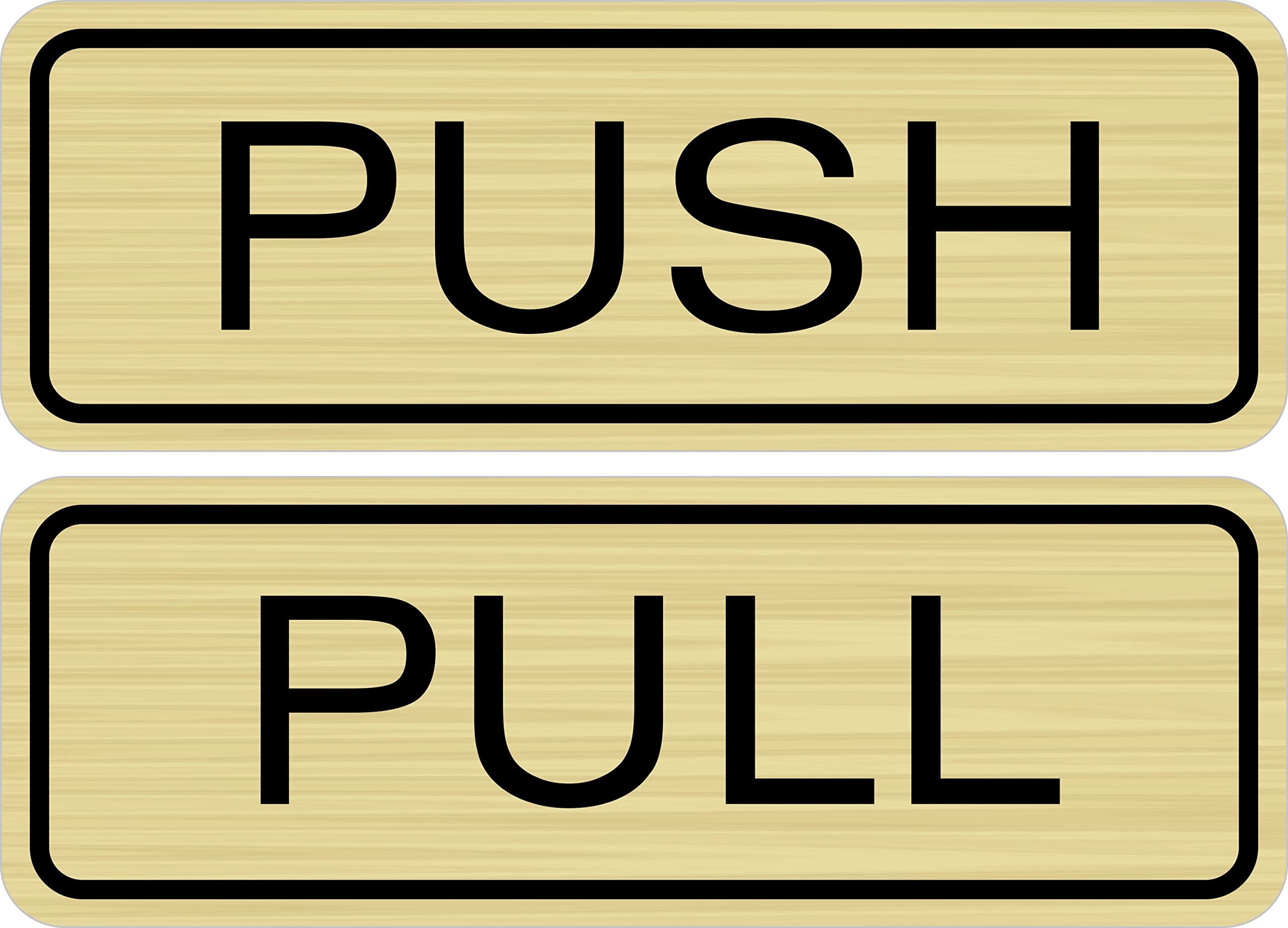 Supply360 Premium Horizontal Push/Pull Door, 5" x 1.75", Brushed Gold/Black, Laser Engraved Acrylic and UV Stable, for Indoor & Outdoor Use