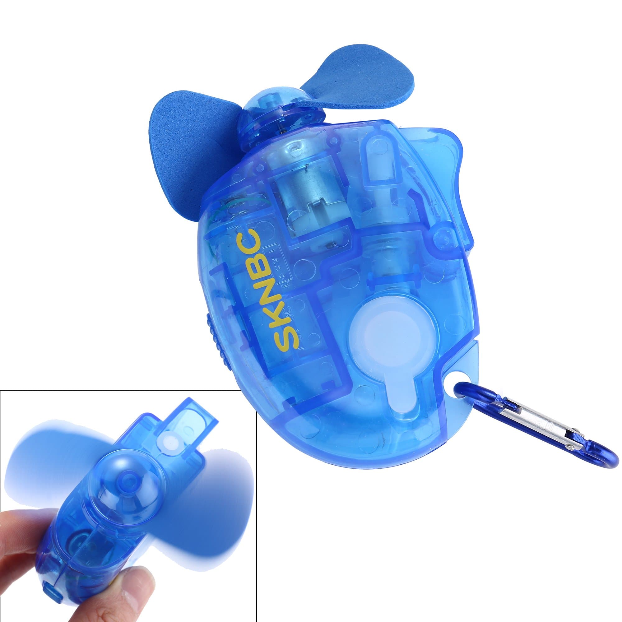 Spray fan Carabiner Water Misting Fan Portable Mini Fan 1 Piece Set Blue