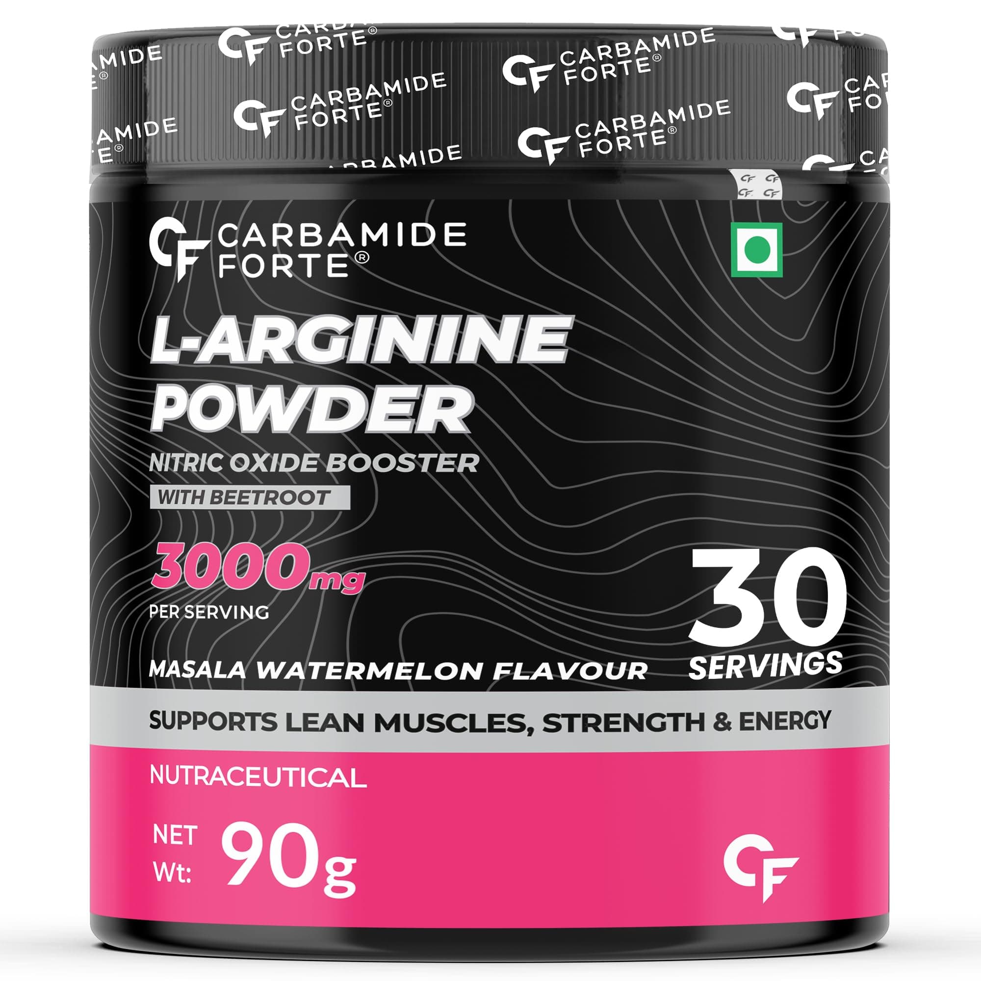 Carbamide Forte L Arginine Powder Supplement 3000mg | Pre-workout for men & women | L Arginine Supplement | Beet Root Powder - Masala Watermelon Flavour - 90g