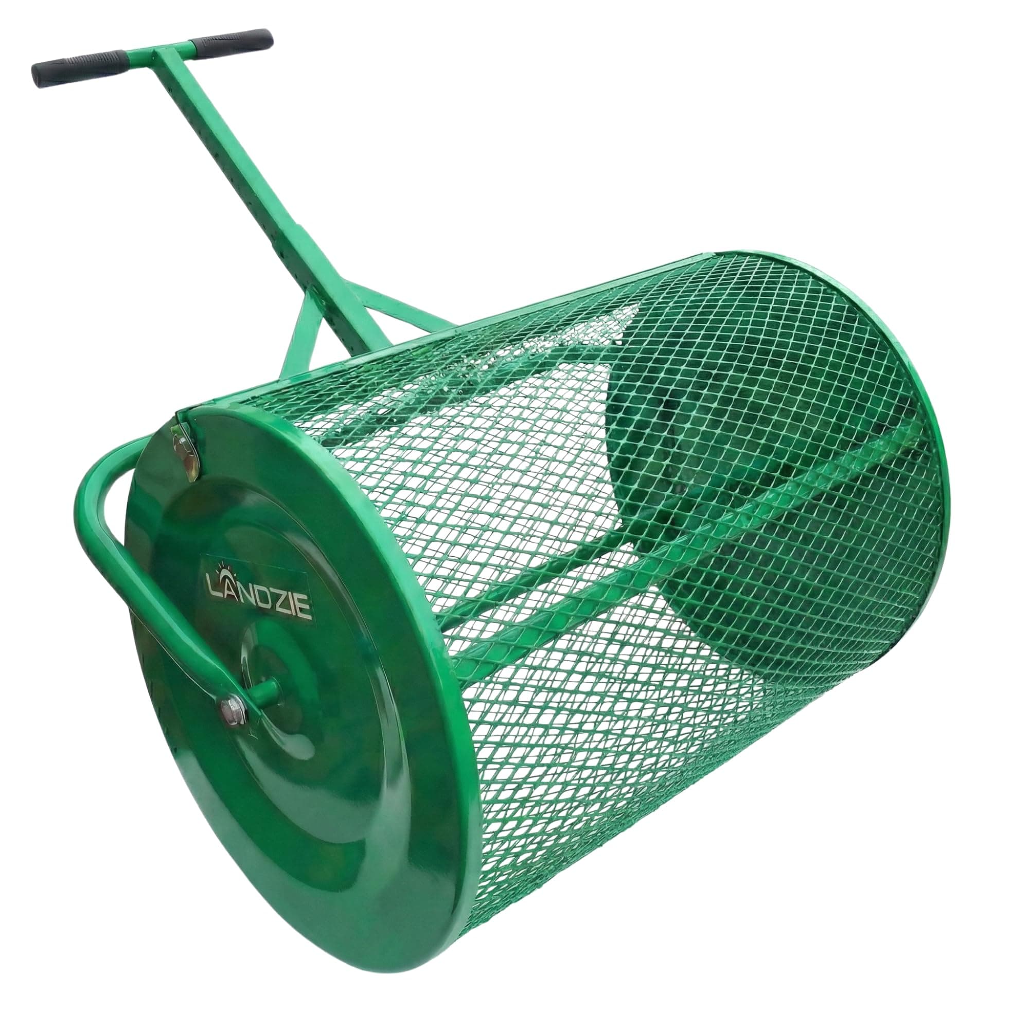 LANDZIE - The Original 24 Inch Compost and Peat Moss Spreader Roller - Top Soil, Sand, Manure, Mulch, Top Dressing Lawn and Garden Spreader