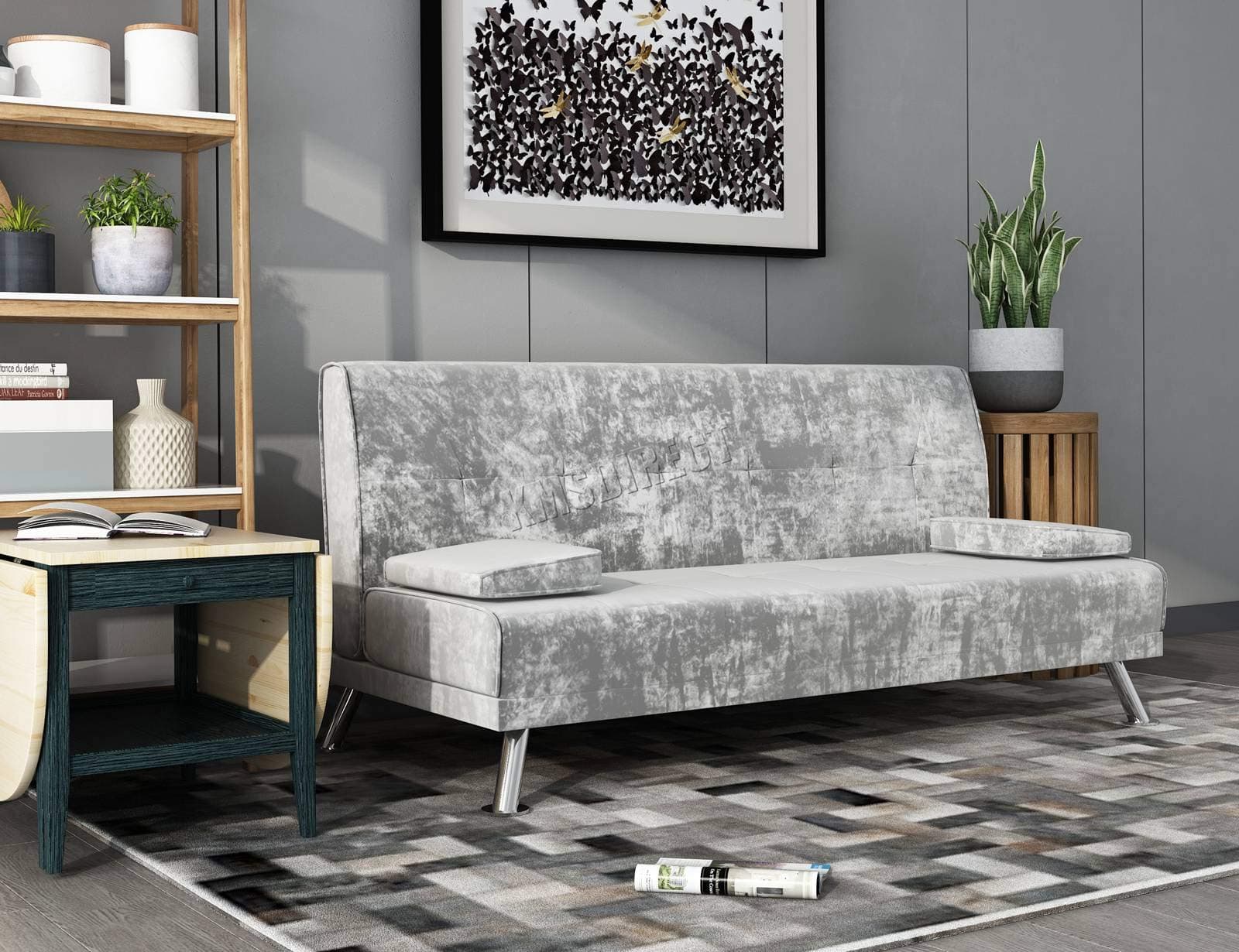 WestWood Fabric Chunky Sofa Bed Recliner 3 Seater Modern Luxury Design Furniture Velvet Grey New