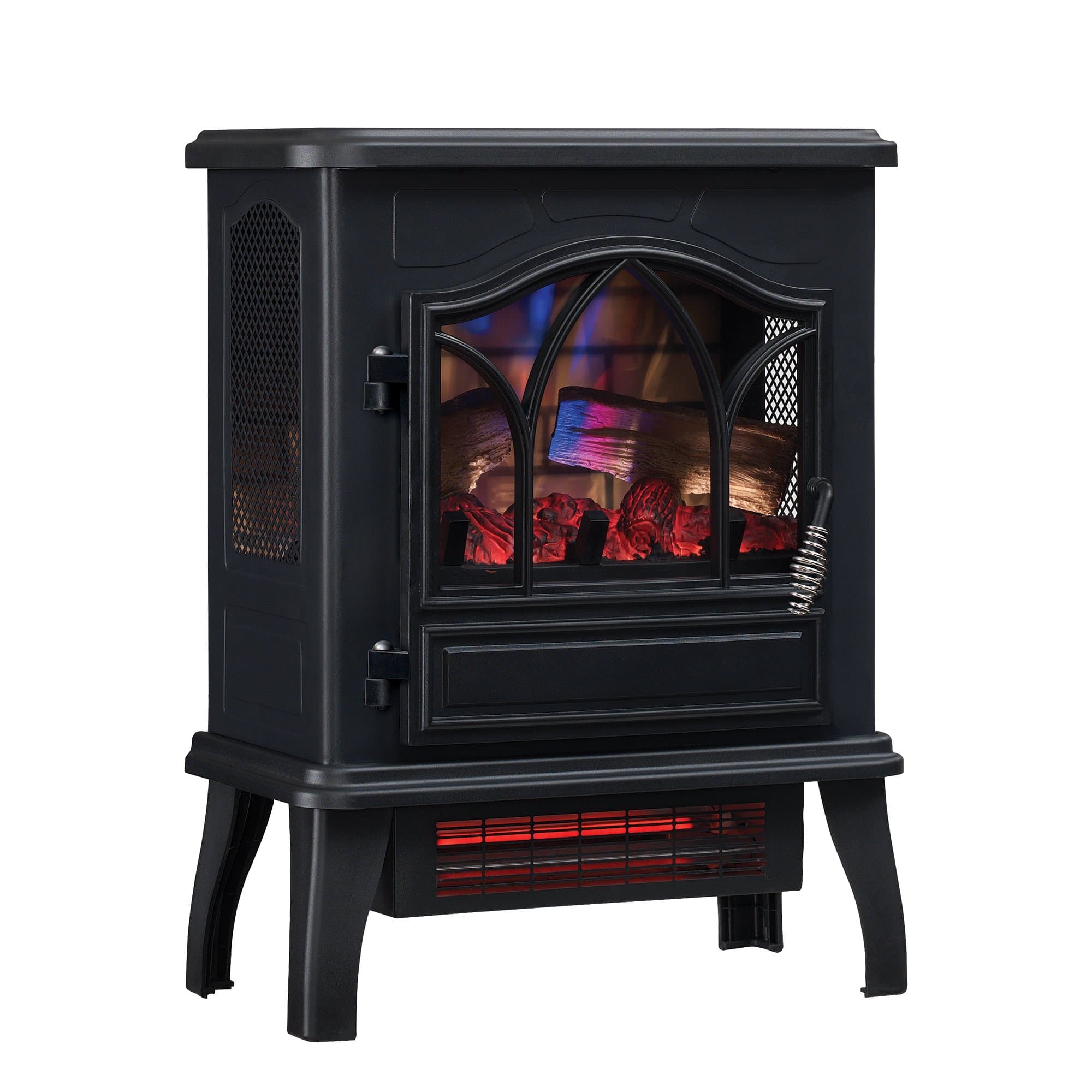 3D Infrared Quartz Electric Fireplace Stove Heater, Black