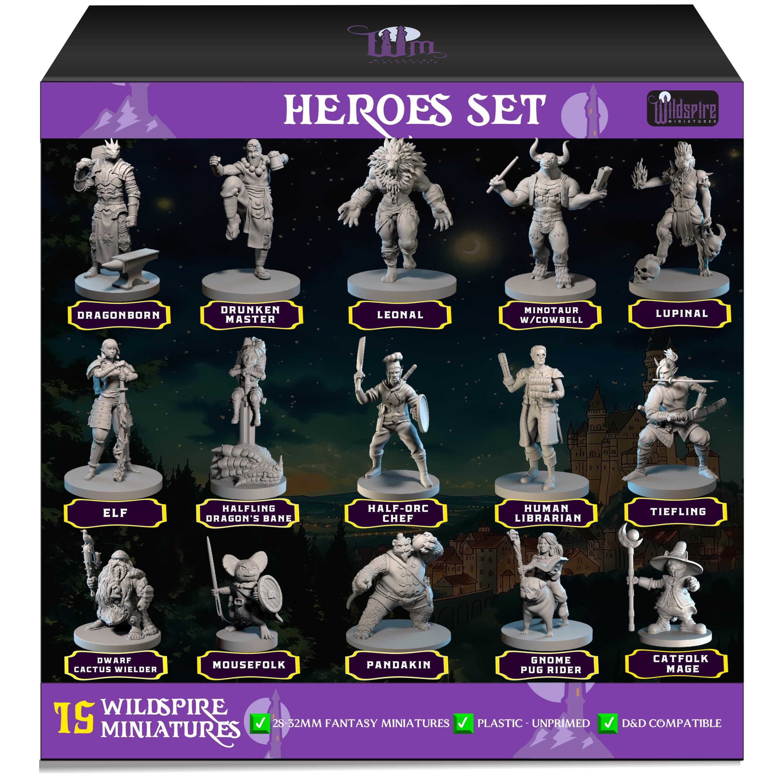 15 Hero & NPC Miniatures for D&D & Dungeon and Dragons Fantasy Tabletop RPG - Unpainted D&D Mini Figures