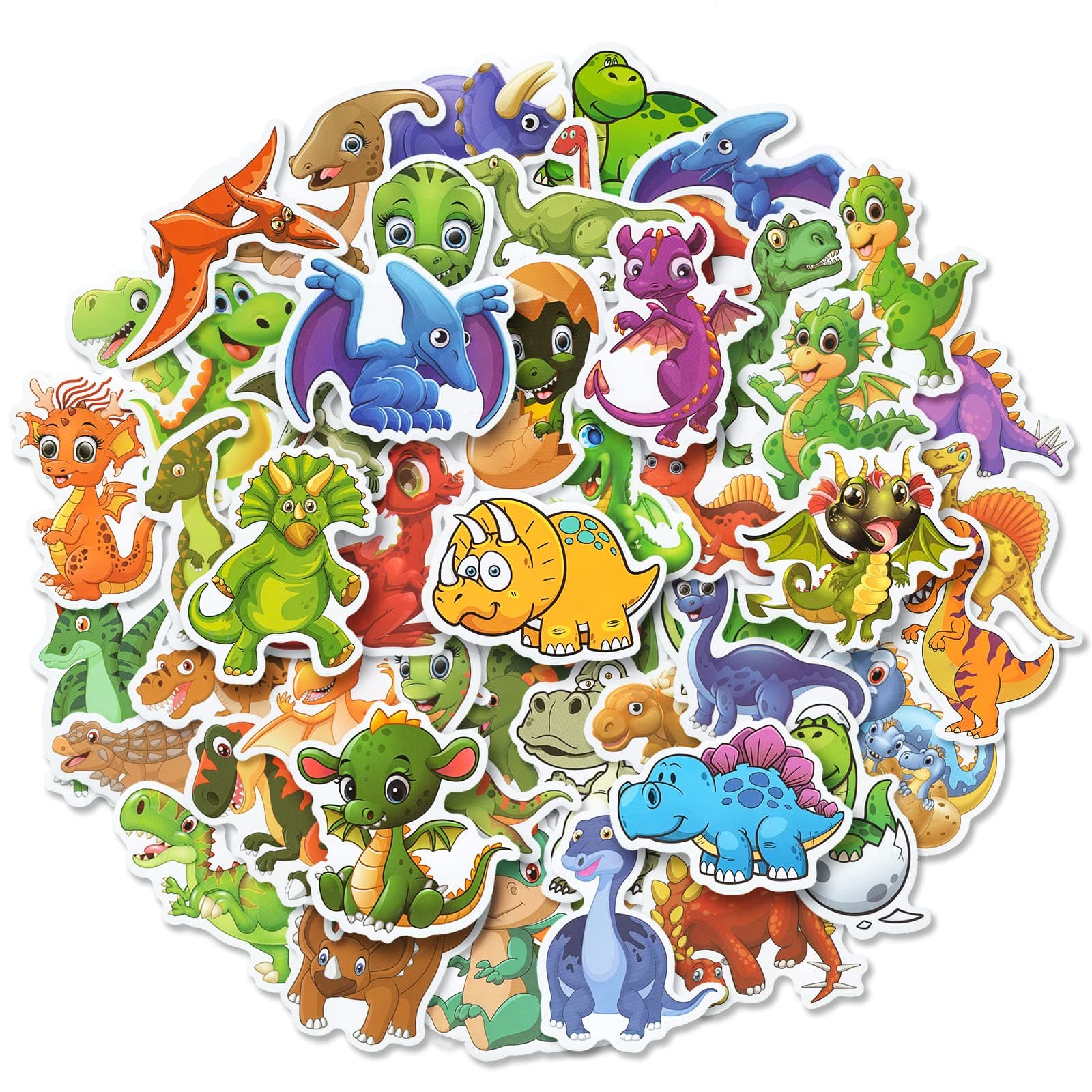 50pcs Anime Dinosaur Stickers for Kids 2-8,Dino Stickers for Water Bottles Laptop,Cute Stickers for Boys and Girls