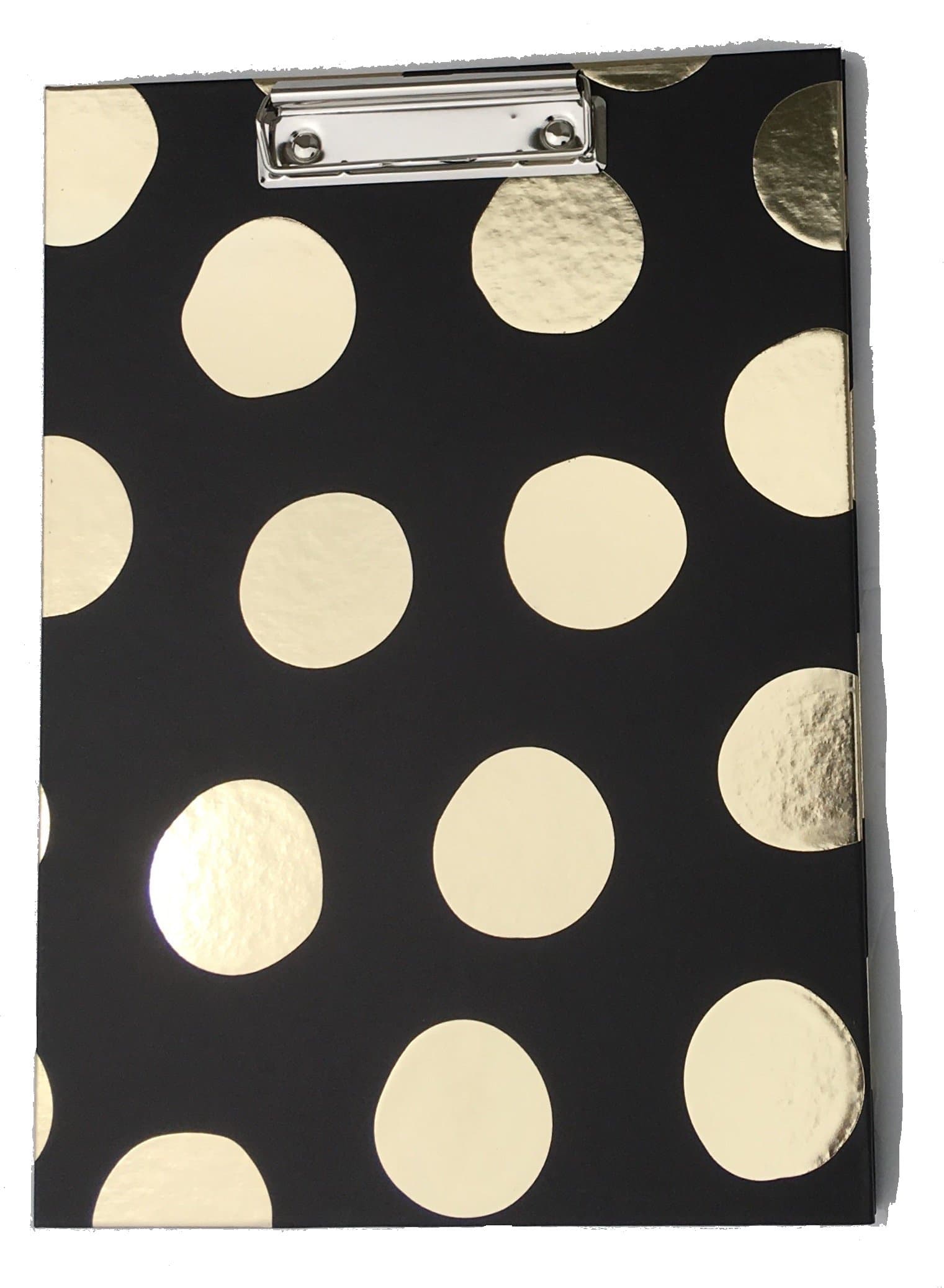 Black Clipboard Padfolio Dottie Collection Gold Foil Polka-Dots