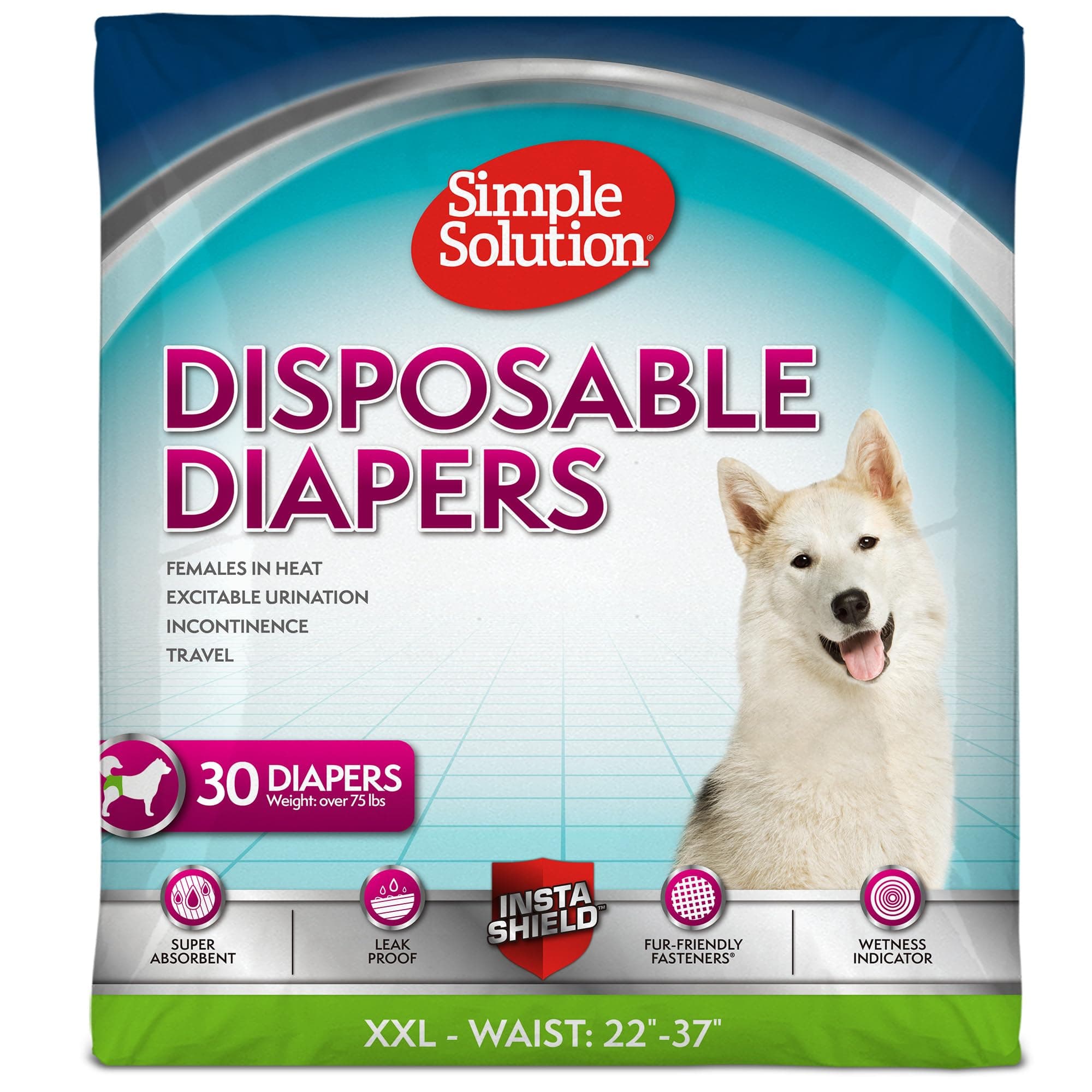 Dog Diapers Female, Dog Diapers, Potty Training, Super Absorbent, Breathable, Wetness Indicator for Urination, 22-37 Inch Waist, (XXL, 30ct)