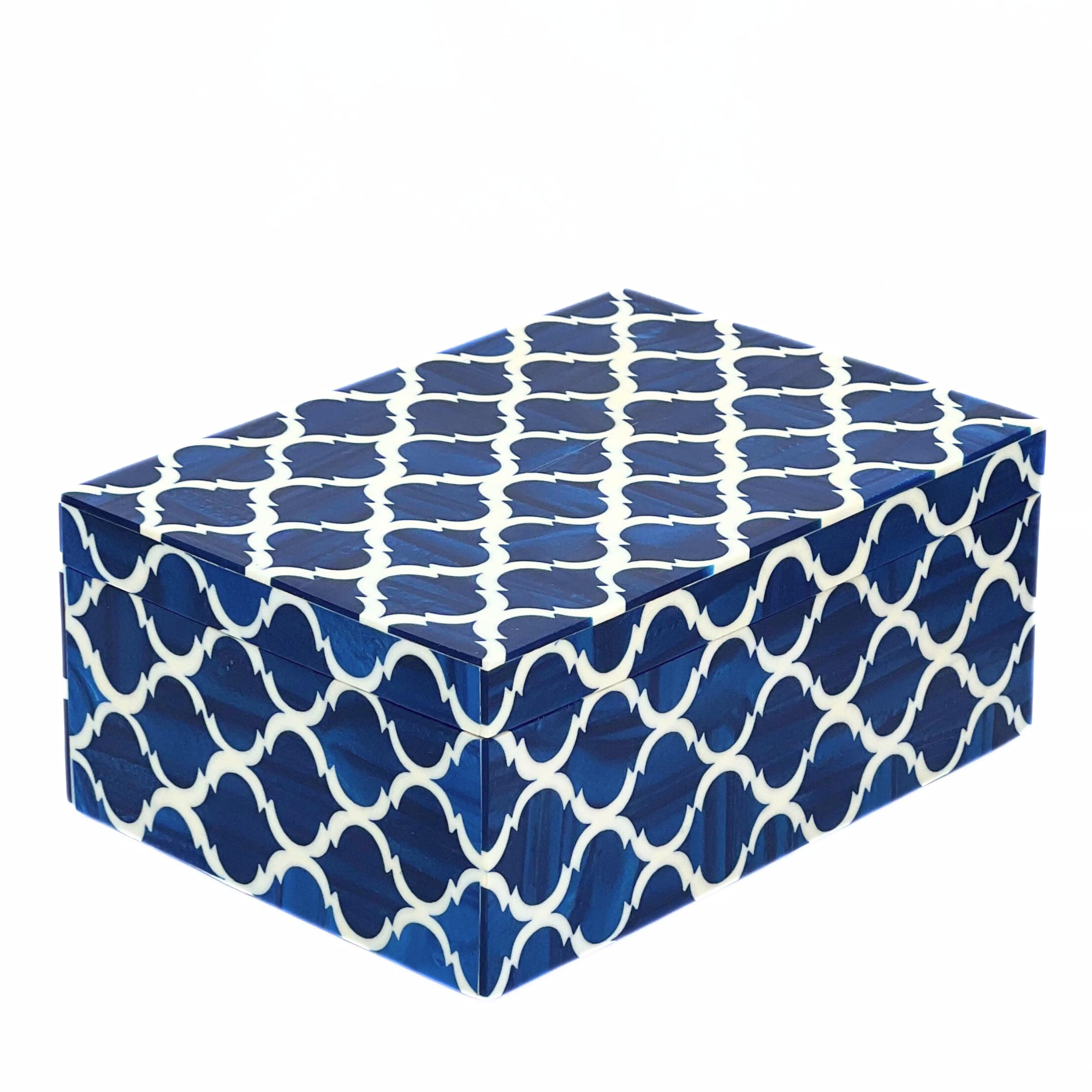 collectiblesBuycollectiblesBuy Handmade Resin Inlay Jewelry Box – Blue & White Antique Storage Organizer, 6x4x2.5 inches Decorative Wooden Box for Rings, Earrings & Home Décor Accent