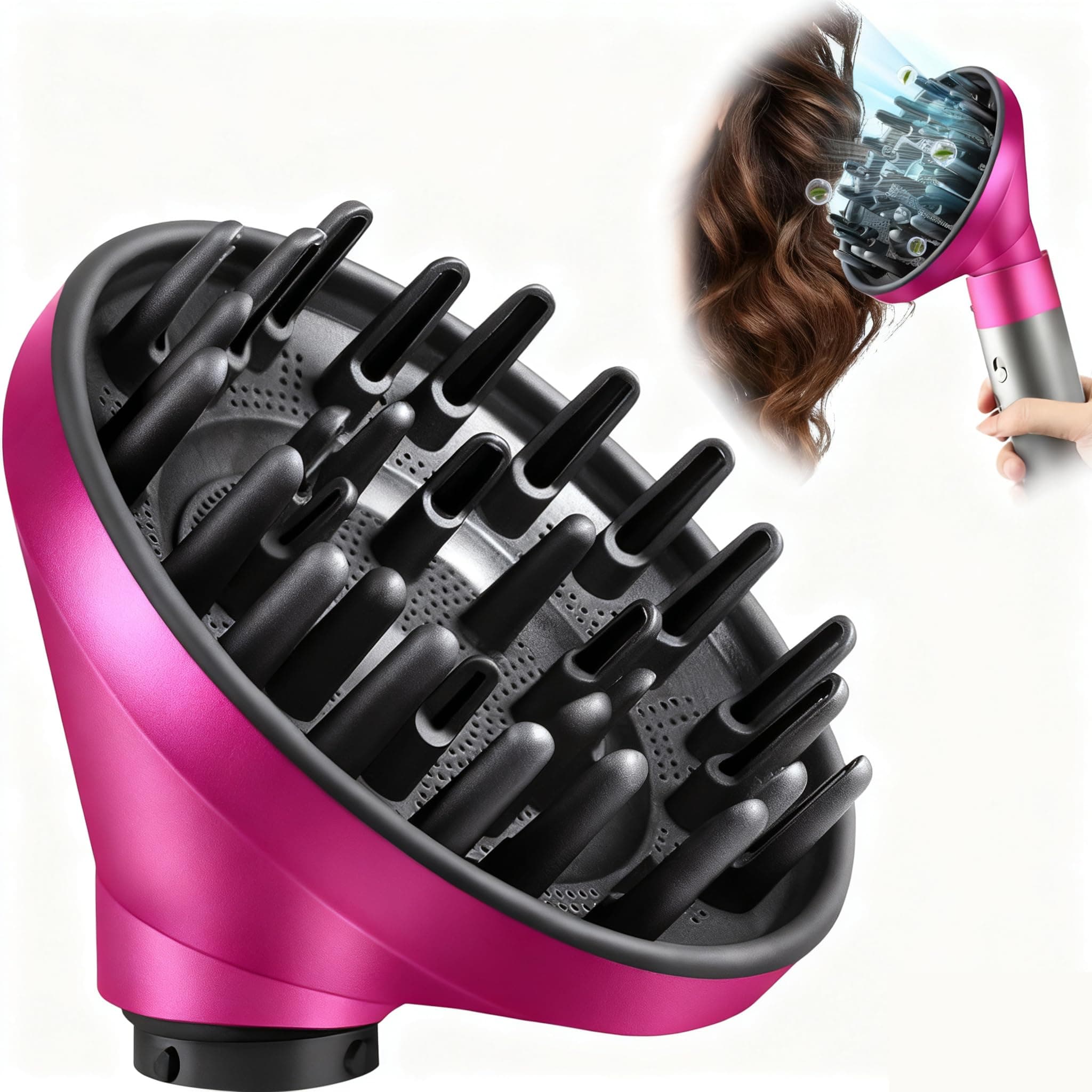 Upgraded Hair Diffuser Attachment for Dyson for Airwrap HS05 HS03 HS01, Hair Dryer Diffuser Nozzle Converting for Curling Iron to Hair Dryer, Pink