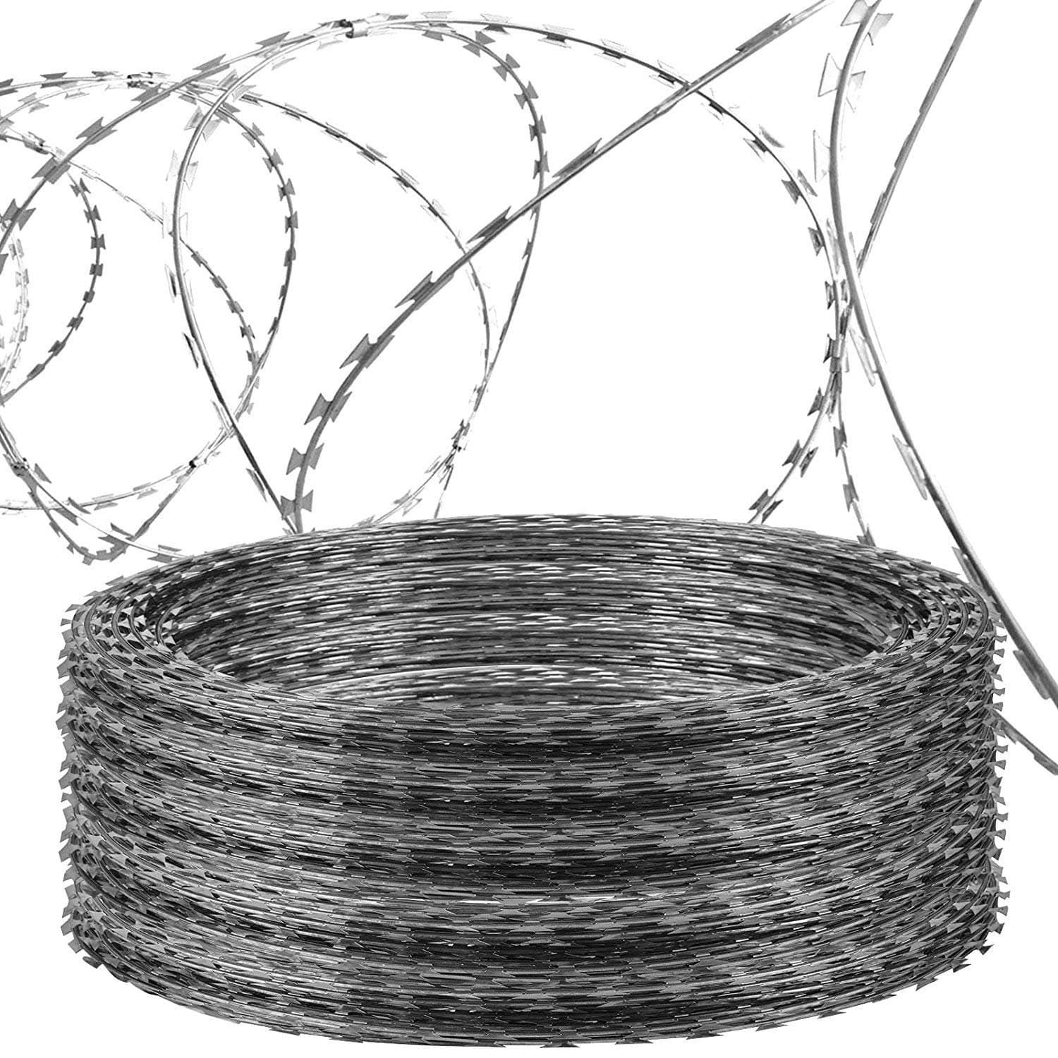 SmarketBuy Razor Wire 18" 5 Coil 50 Feet Per Roll Galvanized Steel Razor Ribbon Barbed Wire Razor Wire Fence (5 roll)
