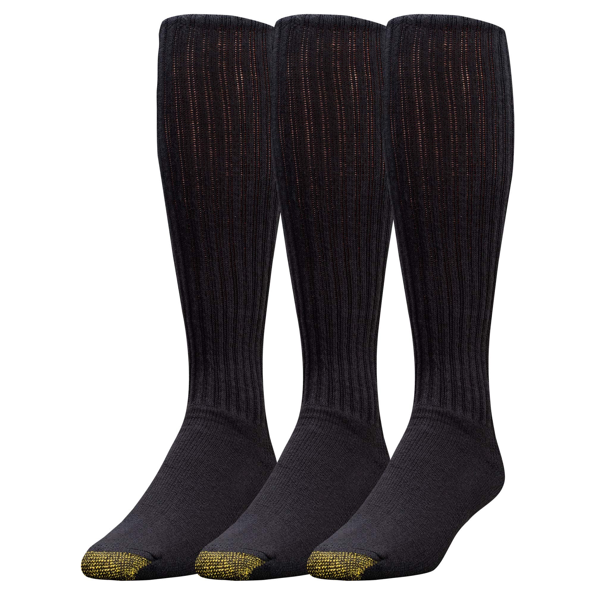 Gold Toe Men's Cotton Over the Calf Athletic Sock 3-Pack, Black, Size: 6-12 1/2