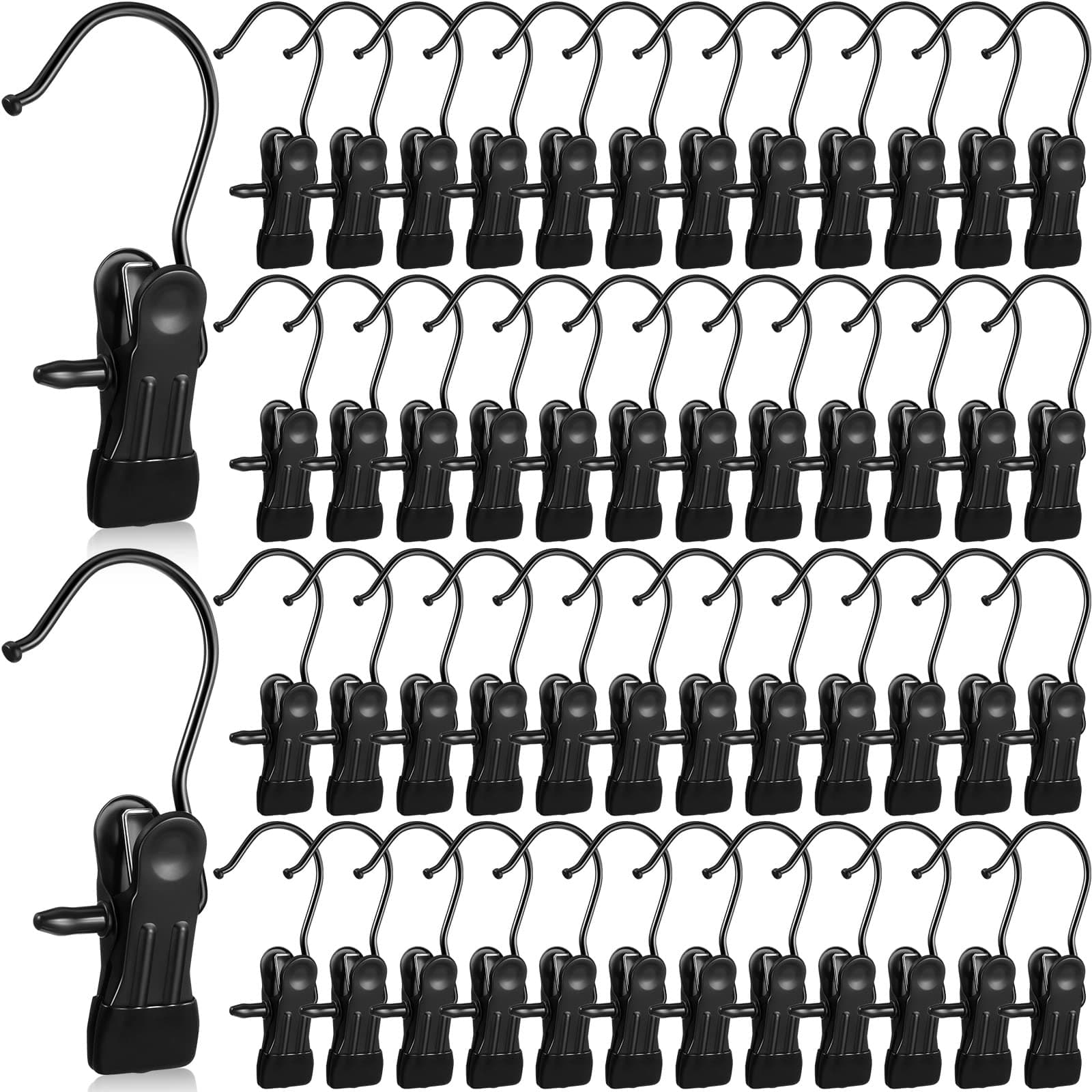 100 Pieces Boot Hangers for Closet Laundry Hooks Hanging Clips Boot Hangers Holder Travel Home Space Saving for Clothes Hats Towels Single Organizer Clamps(Electrophoresis Black)