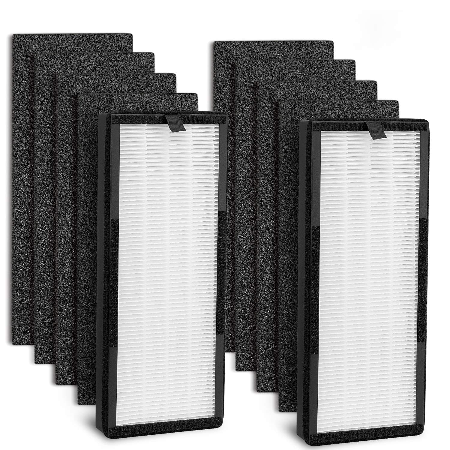 HEPA Replacement Filter for VEVA 8000 Elite Pro Series Air Purifier, 2 HEPA Filters & 8 Premium Activated Carbon Pre Filters (2+ Year Supply) for Complete Tower Air Cleaner Home & Office