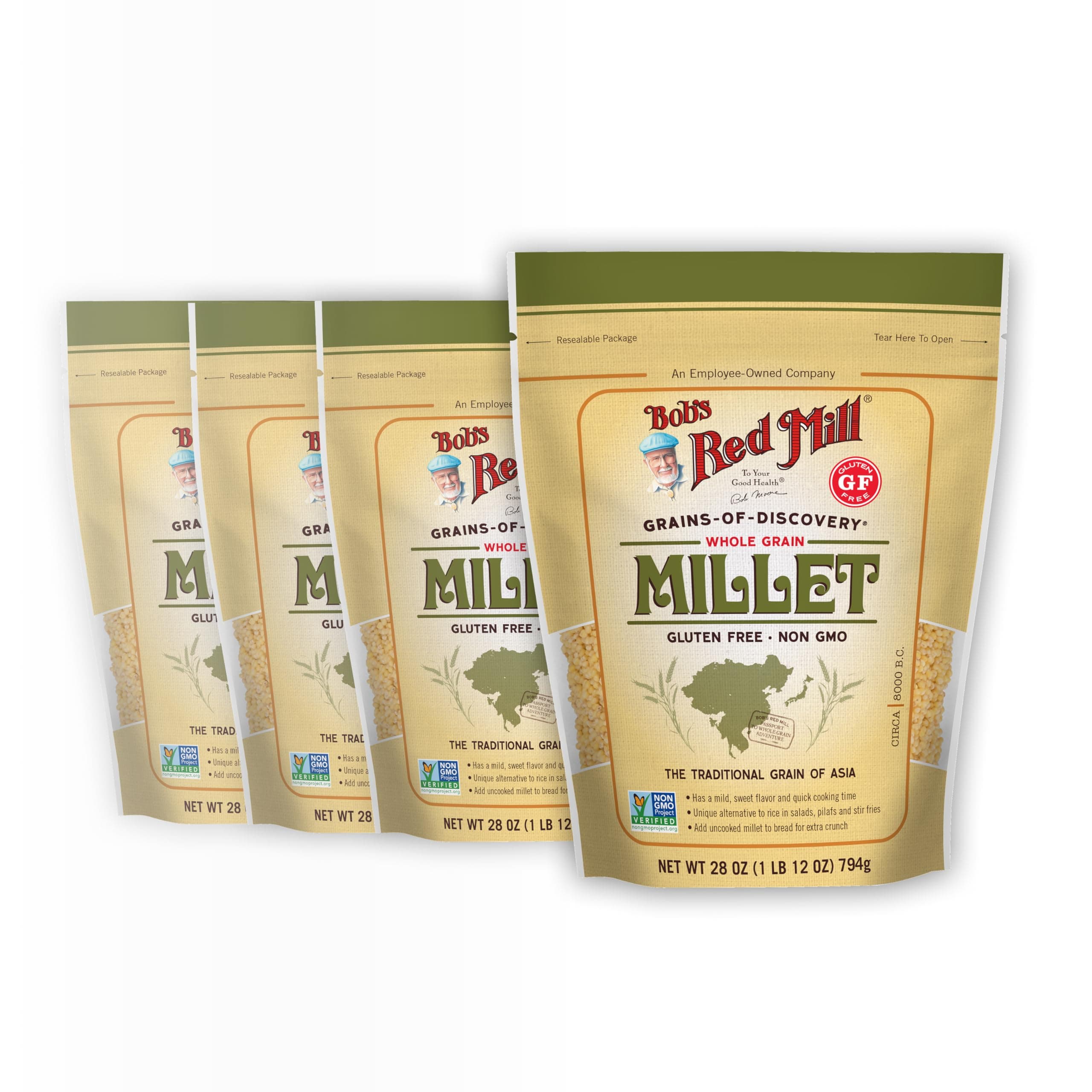 Bob's Red Mill Whole Grain Millet, Gluten Free, Non-GMO 794g (Pack of 4)