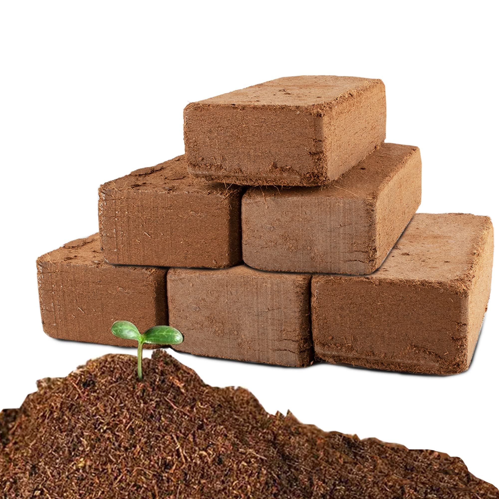 - Coco Coir Brick for Plants-6 Pack Premium Coconut Bricks, 100% Organic Peat Moss, Fiber Coconut Husk for Planting, Gardening, Potting Soil Substrate