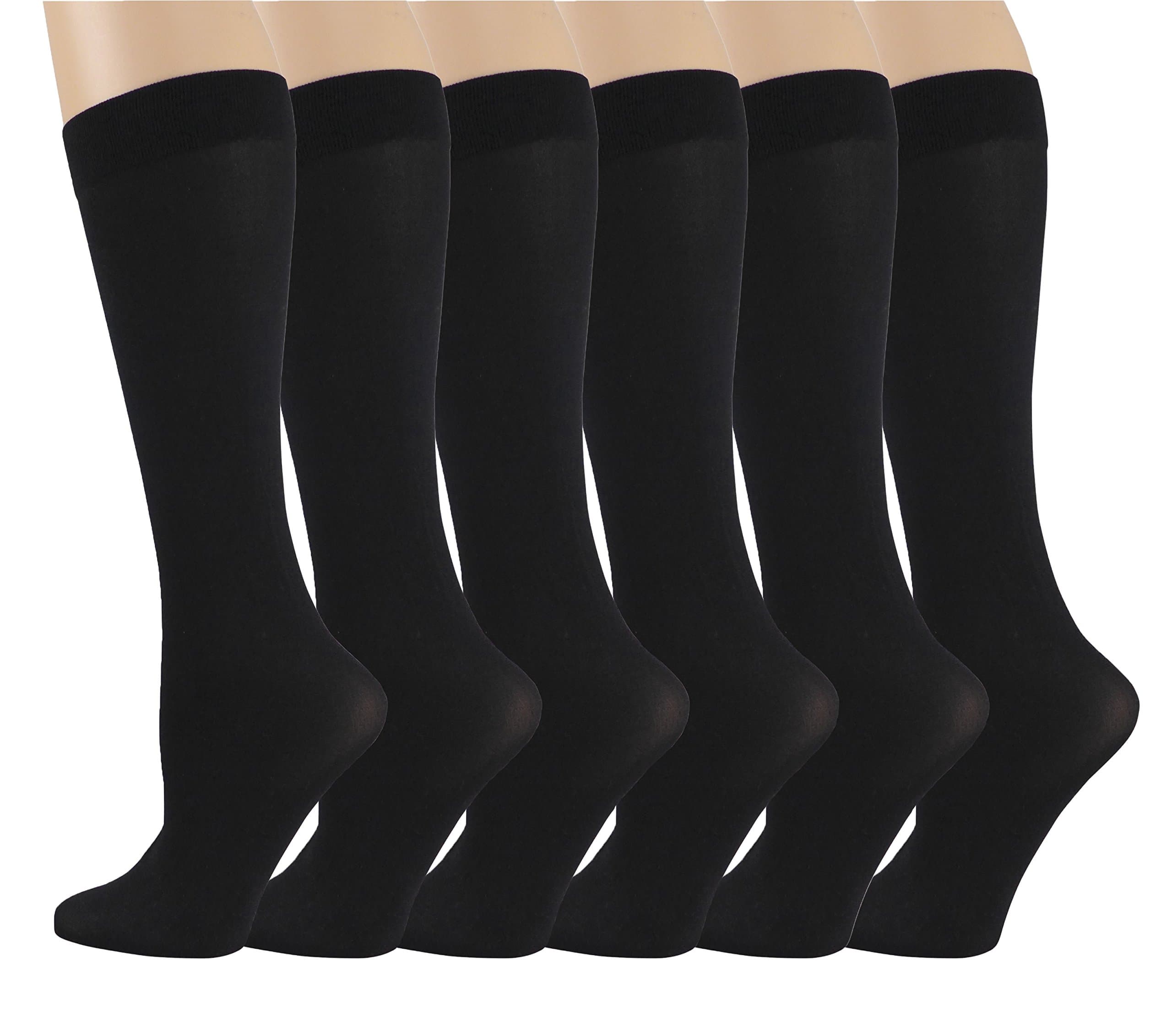 6 Pairs Pack Women Stretchy Spandex Trouser Socks Opaque Knee High