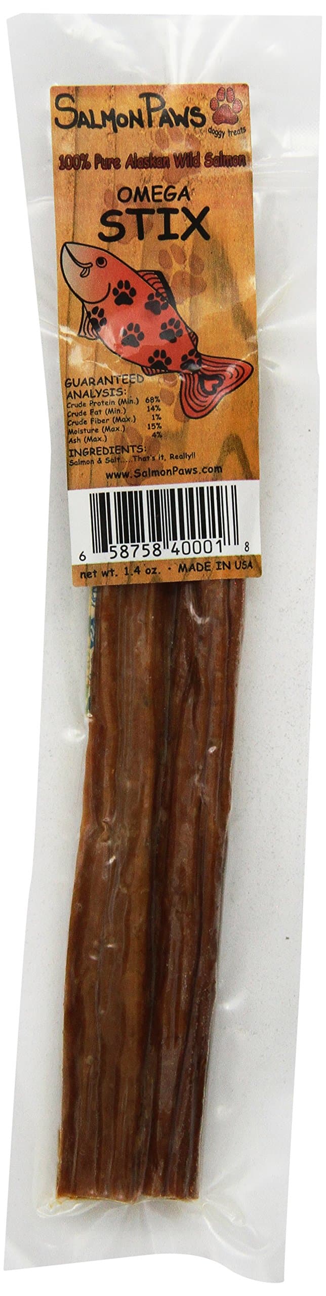 Salmon Paws 100% Pure Alaskan Wild Salmon Omega Stix, 1.4Oz