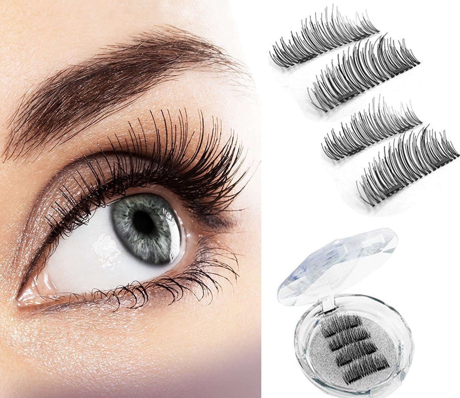 Magnetic Fake Eyelashes-Dual Magnetic Eyelashes Ultra Thin 3D Eyelash (4 /piece) Best Reusable and Easy to Apply (02style)