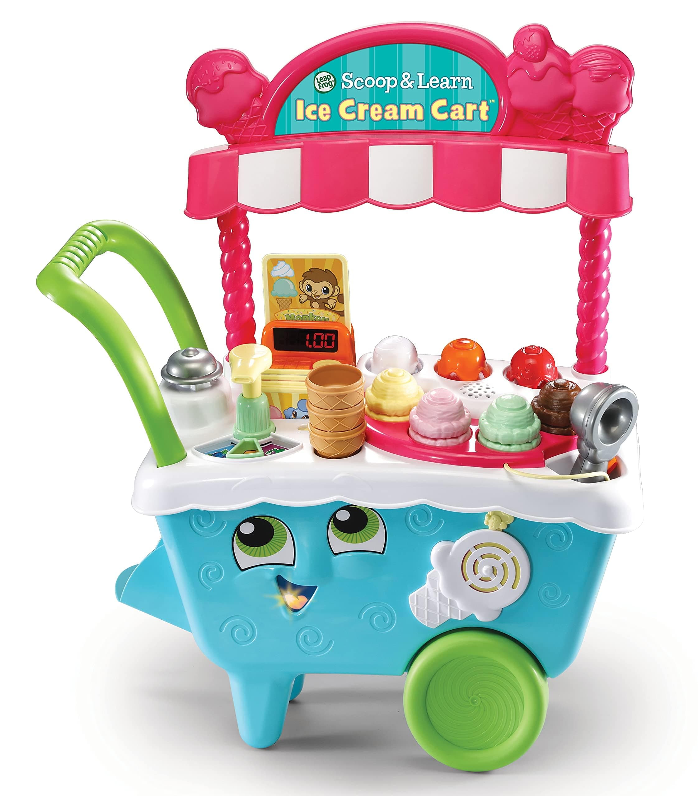 LeapFrog Scoop & Learn Ice Cream Cart, Pretend Toddler Toy for Role Play Food and Magic Ice Cream Scooper Scoop/Learn Cart Set, English Version