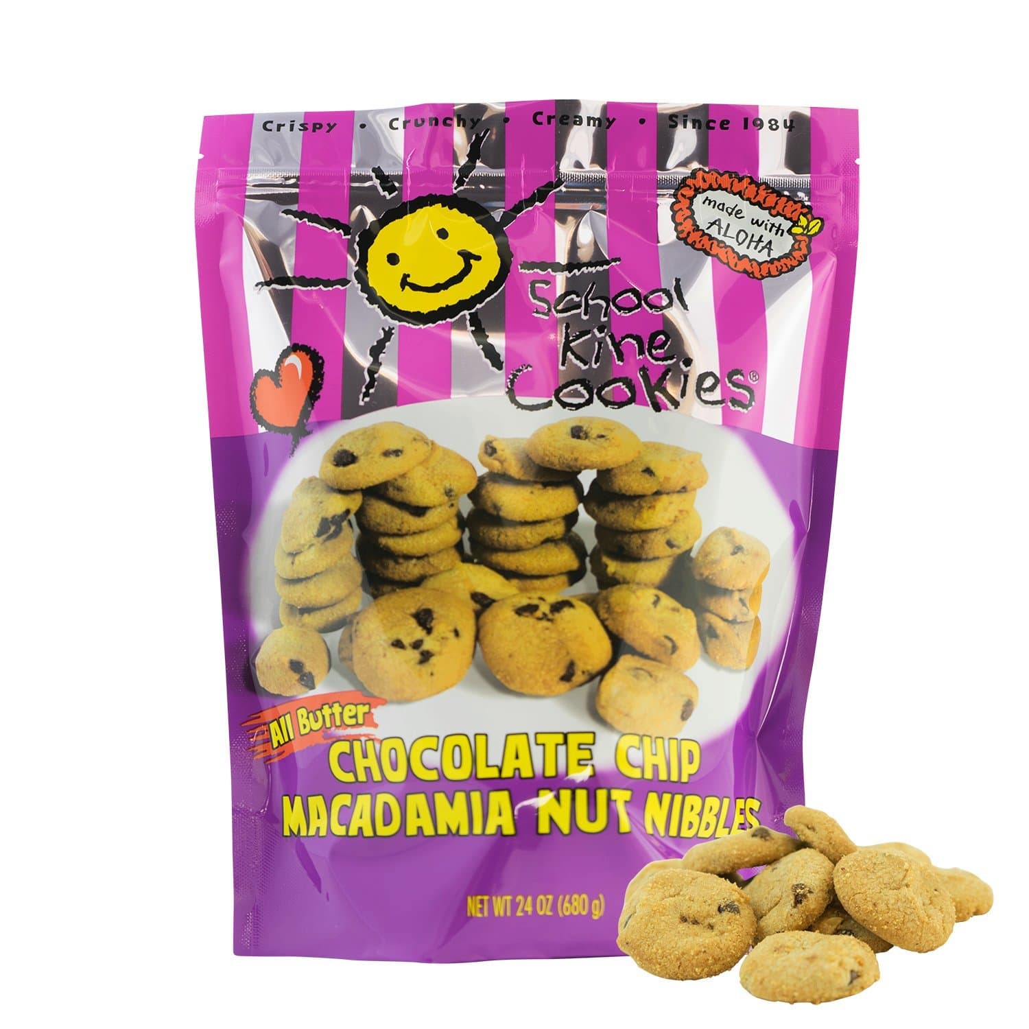 Chocolate Chip Macadamia Nut | School Kine Cookies | Bite-Sized, Individual Snacks with Hawaiian Homemade Taste | Kid and Adult