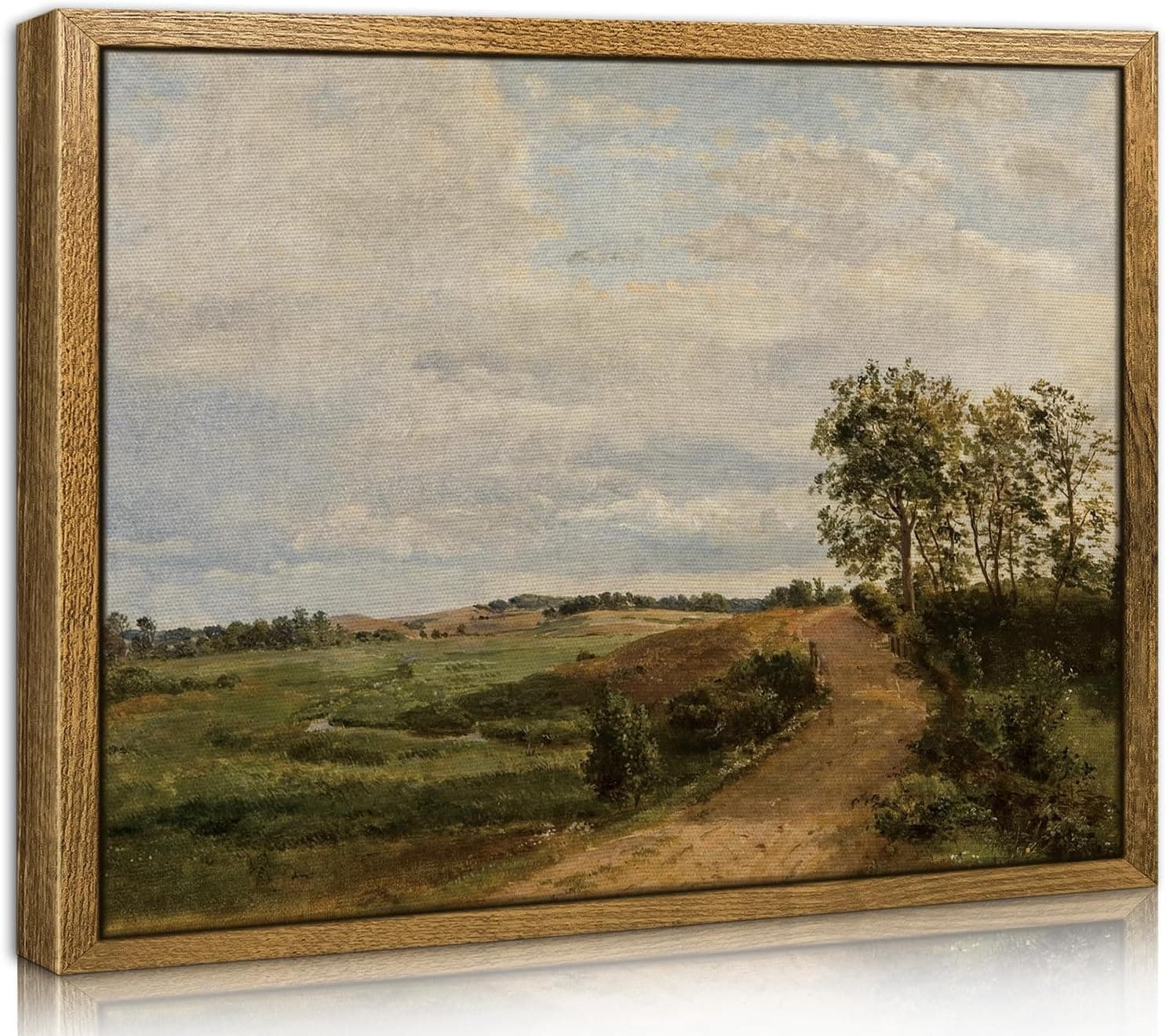 TOARTi Vintage Landscape Wall Art Prints,30x40cm(12Ã16in) Framed Canvas Wall Art for Living Room,Road Across the Hills Painting,Country Wall Picture,Nature Wall Decor for Bedroom Bathroom Farmhouse