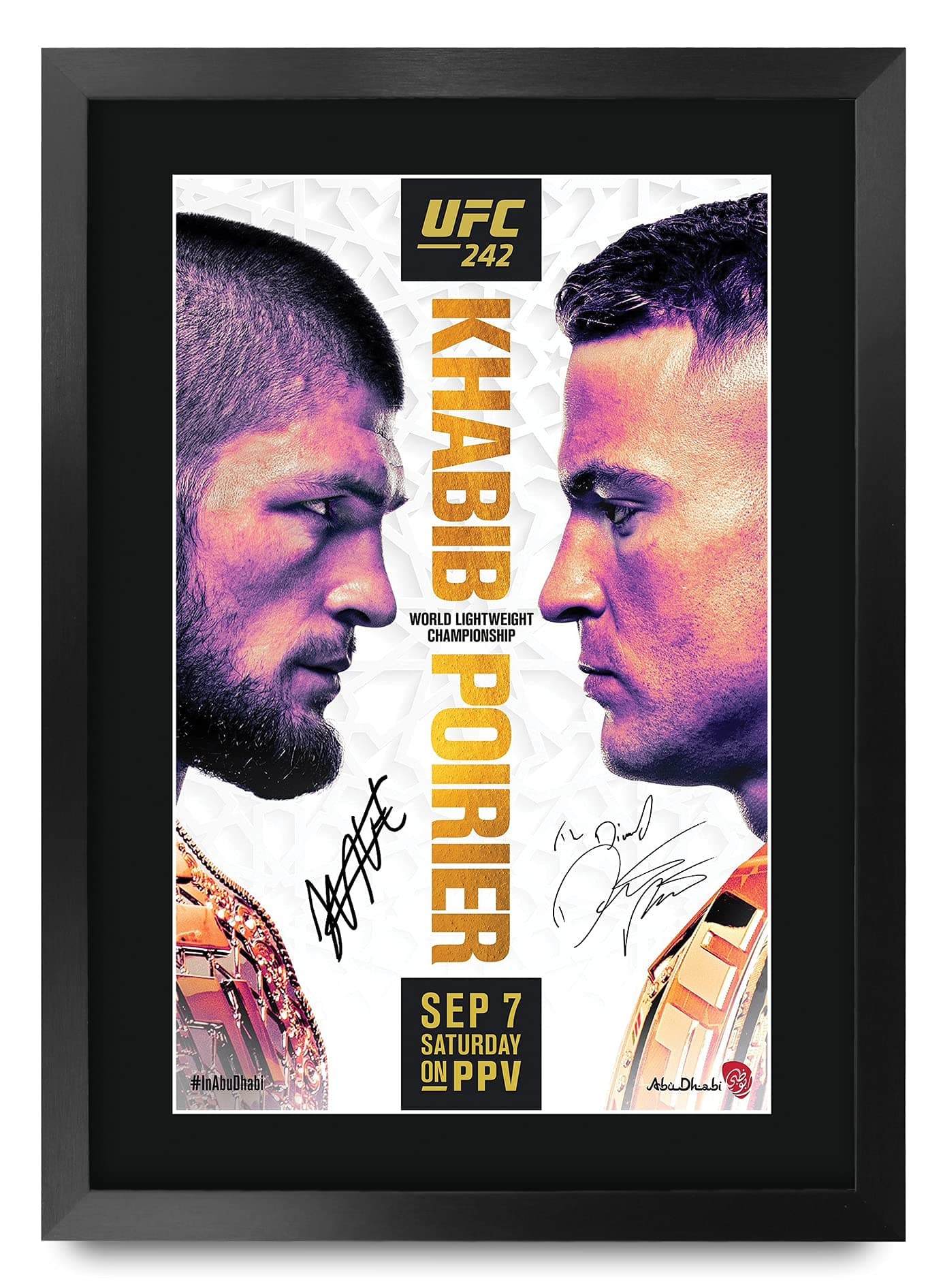 HWC Trading UFC 242 Khabib Nurmagomedov Dustin Poirier Gifts Printed Signed Autograph Picture for UFC Memorabilia Fans - A3 Framed