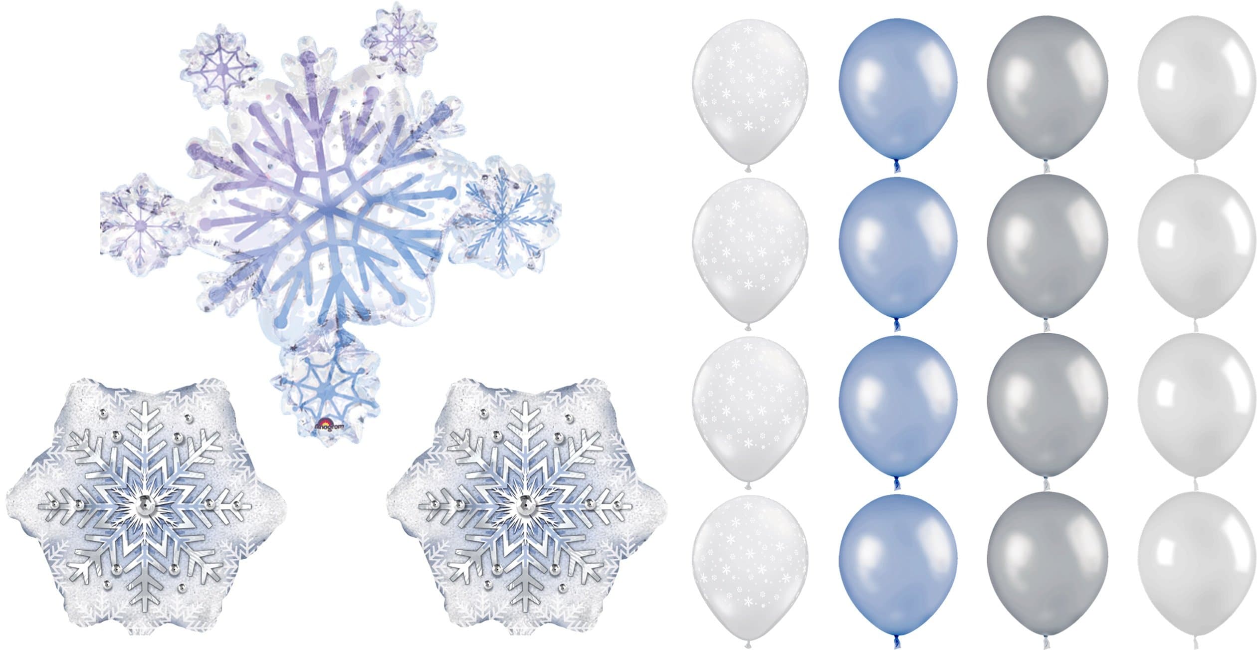 Snowflake Balloons for Disney Frozen Party - Party Decorating Kit - 19 Balloons Total by LFB