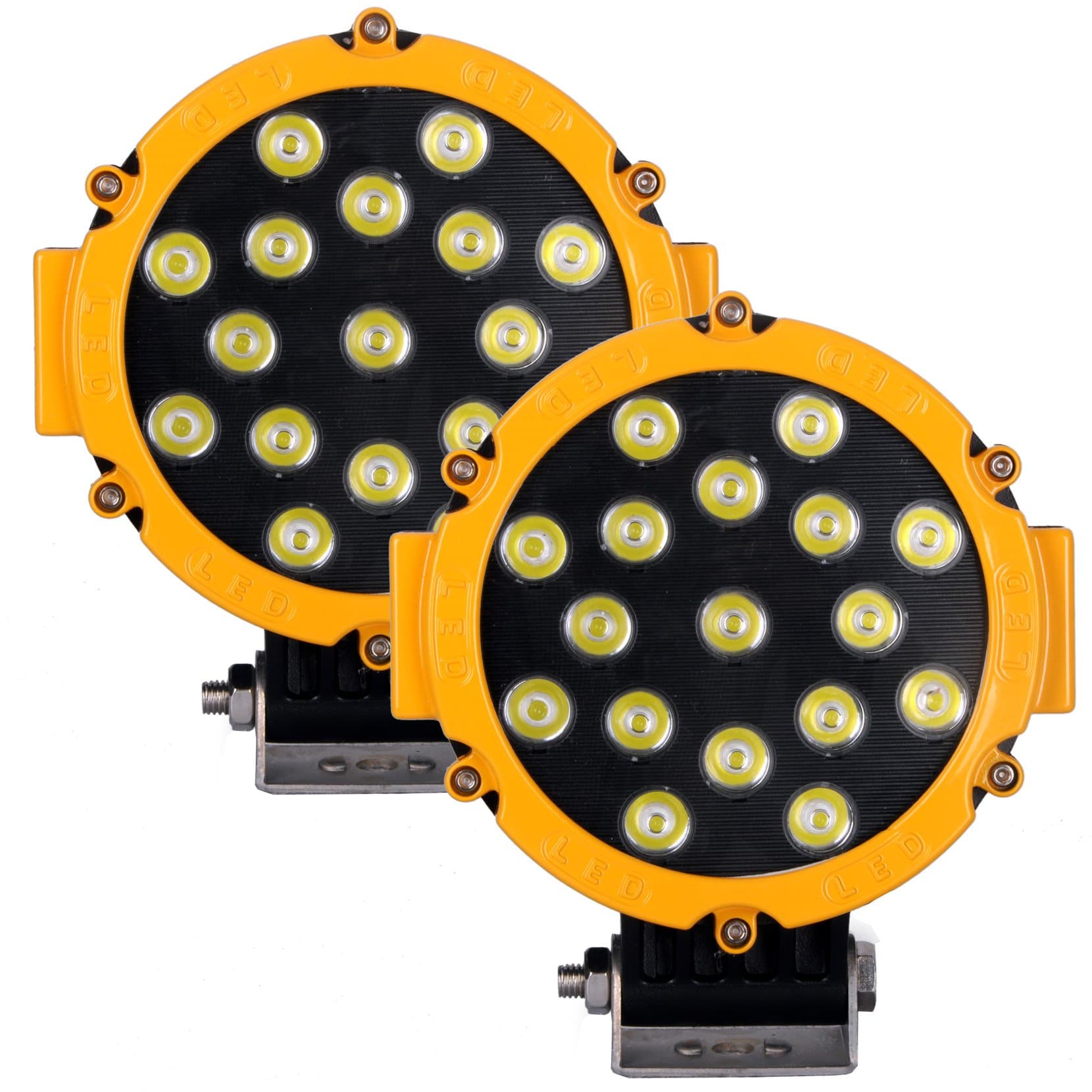 STANSEN 2 Pack Yellow 51w 6.25inch Round Waterproof LED Working Light SUV Off road Boat Headlight Spot Driving Fog work Light